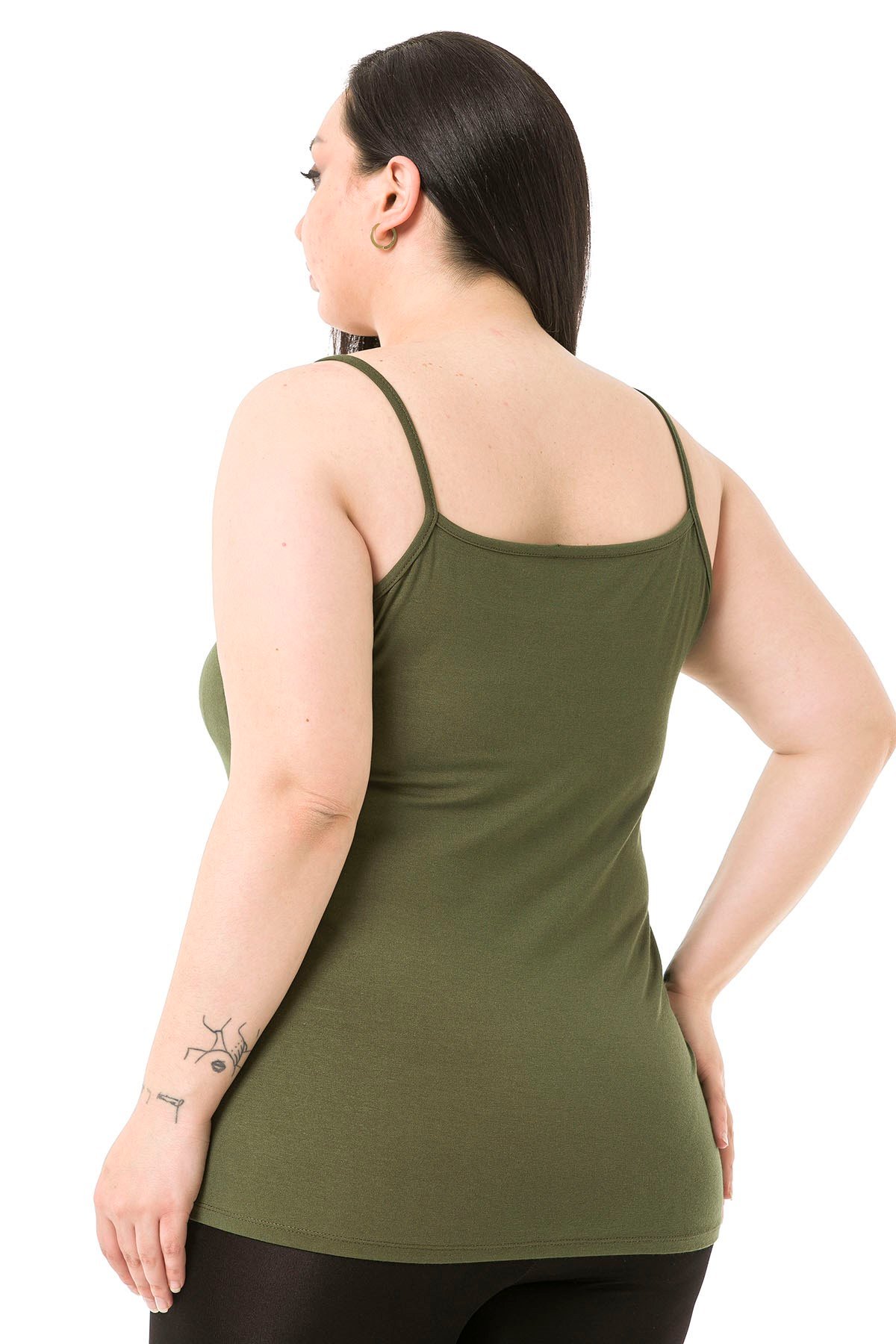 Büyük Beden İp Askılı Viskon Haki Body
