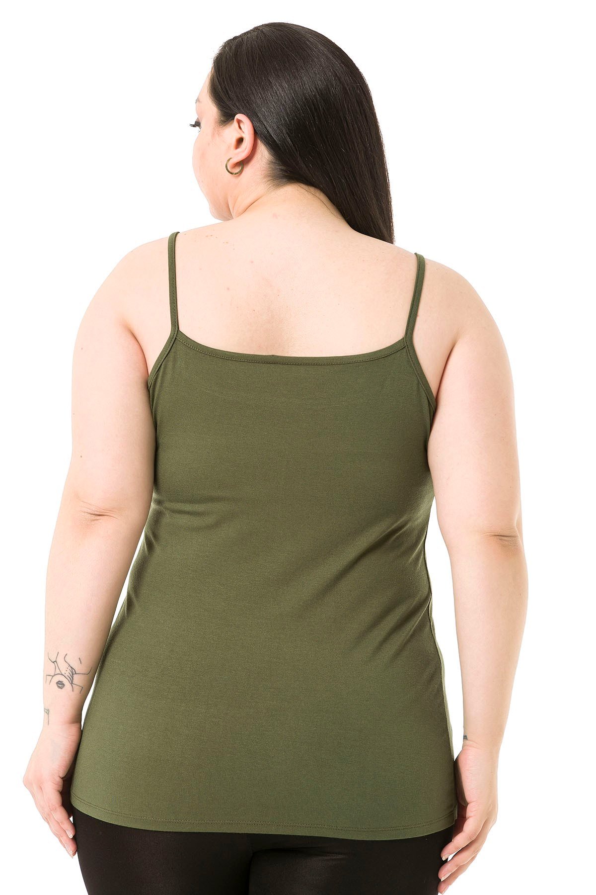 Büyük Beden İp Askılı Viskon Haki Body
