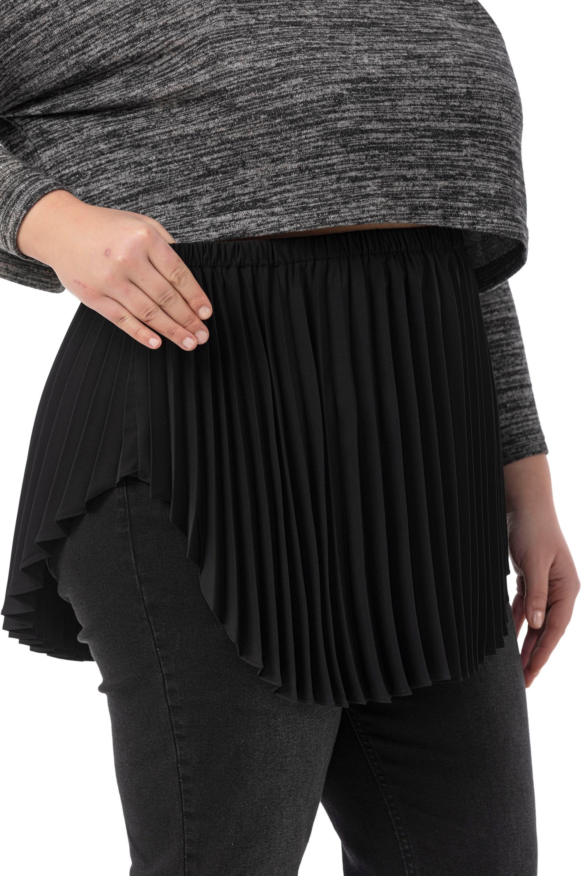 Disentis Modest Büyük Beden Plise Detaylı Beli Lastikli Siyah Gömlek EtekDISENTIS MODESTBüyük Beden Plise Detaylı Beli Lastikli Siyah Gömlek Etek