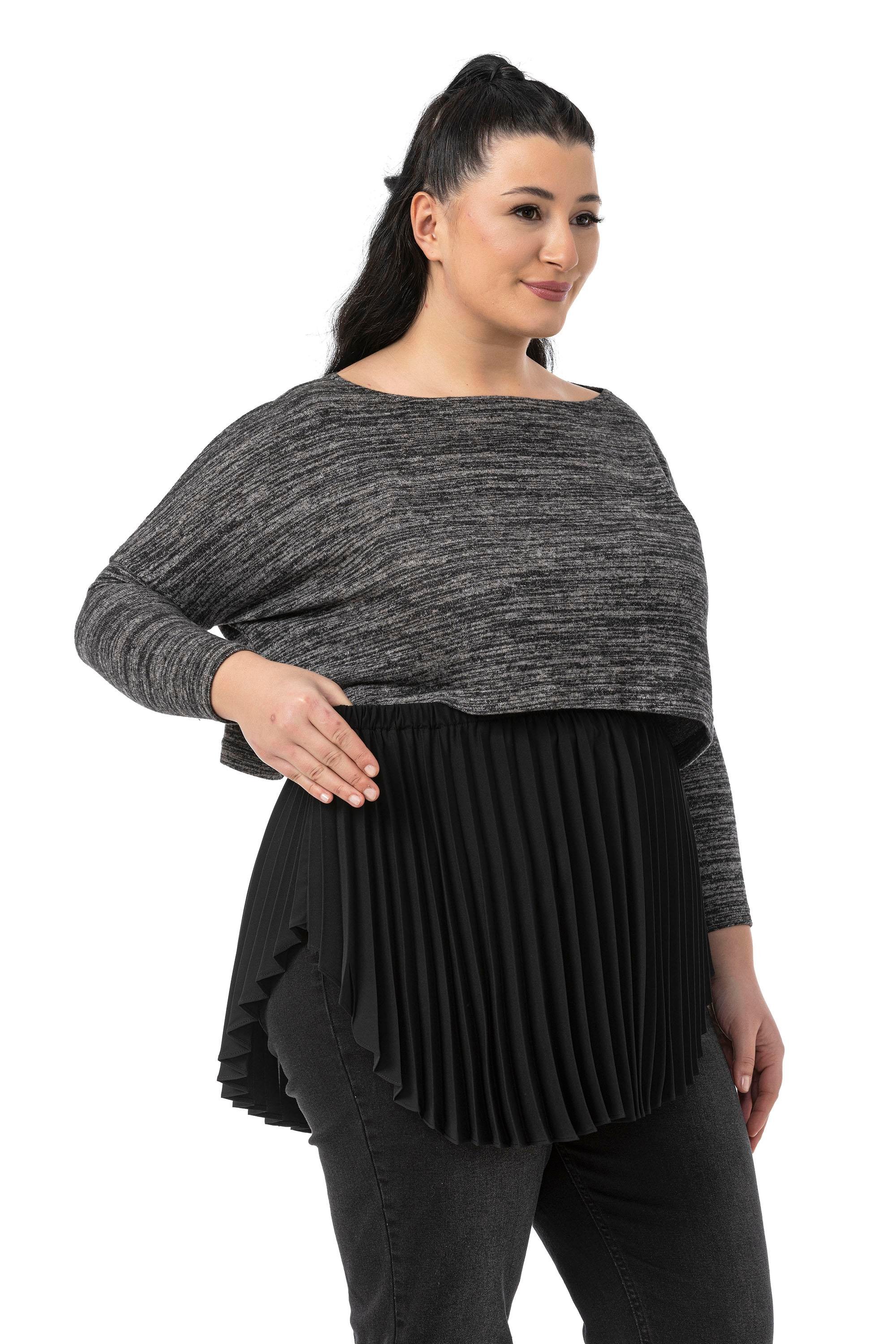 Disentis Modest Büyük Beden Plise Detaylı Beli Lastikli Siyah Gömlek EtekDISENTIS MODESTBüyük Beden Plise Detaylı Beli Lastikli Siyah Gömlek Etek