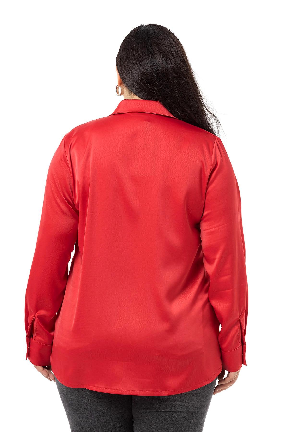 Disentis Modest Saten Dokulu Manşetli Kırmızı GömlekDISENTIS MODESTBüyük Beden Saten Dokulu Manşetli Kırmızı  Gömlek