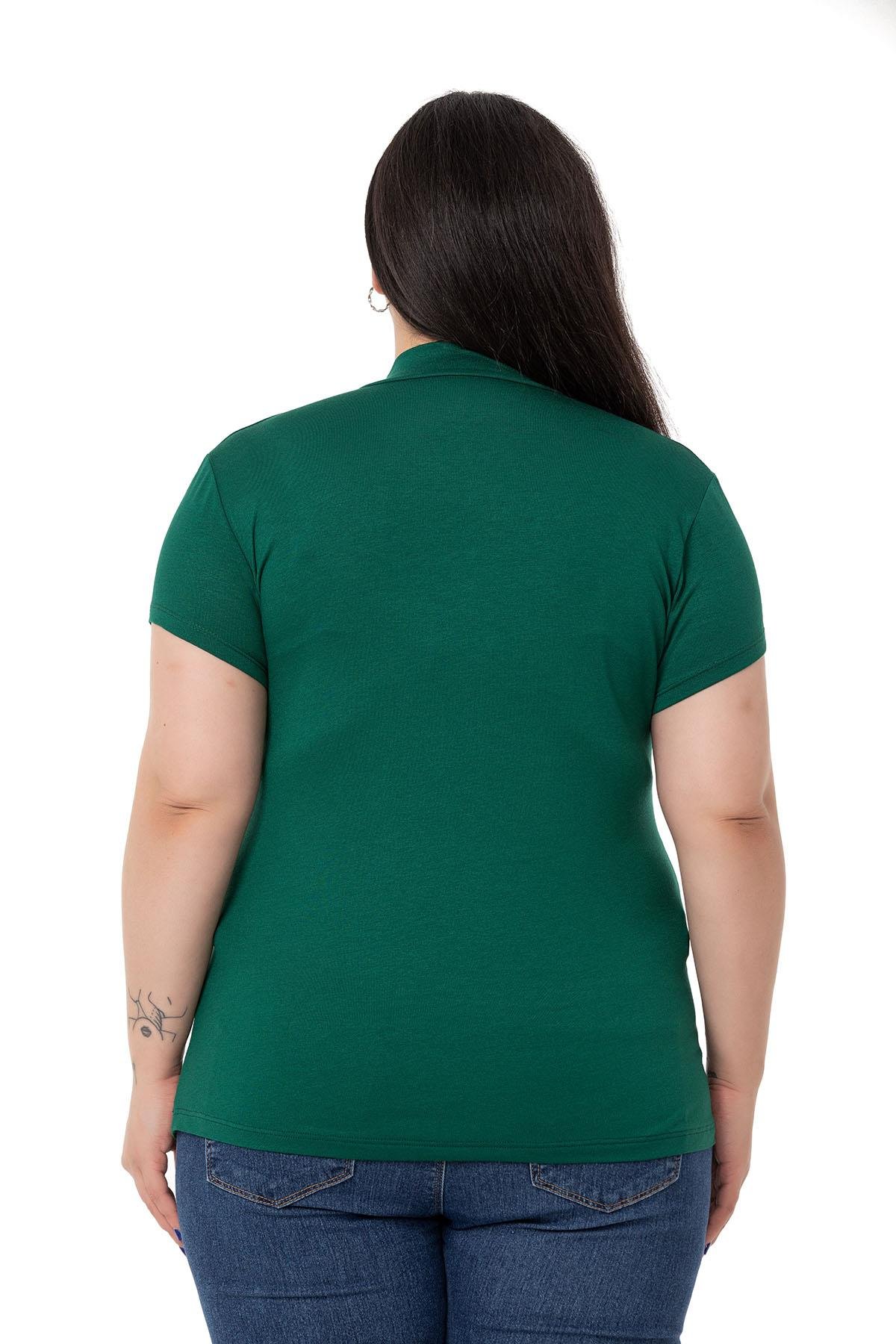 DISENTIS MODEST GENC BUYUK BEDEN BODY DISENTIS MODESTBüyük Beden Yarım Balıkçı Kısa Kollu Viskon Zümrüt Body