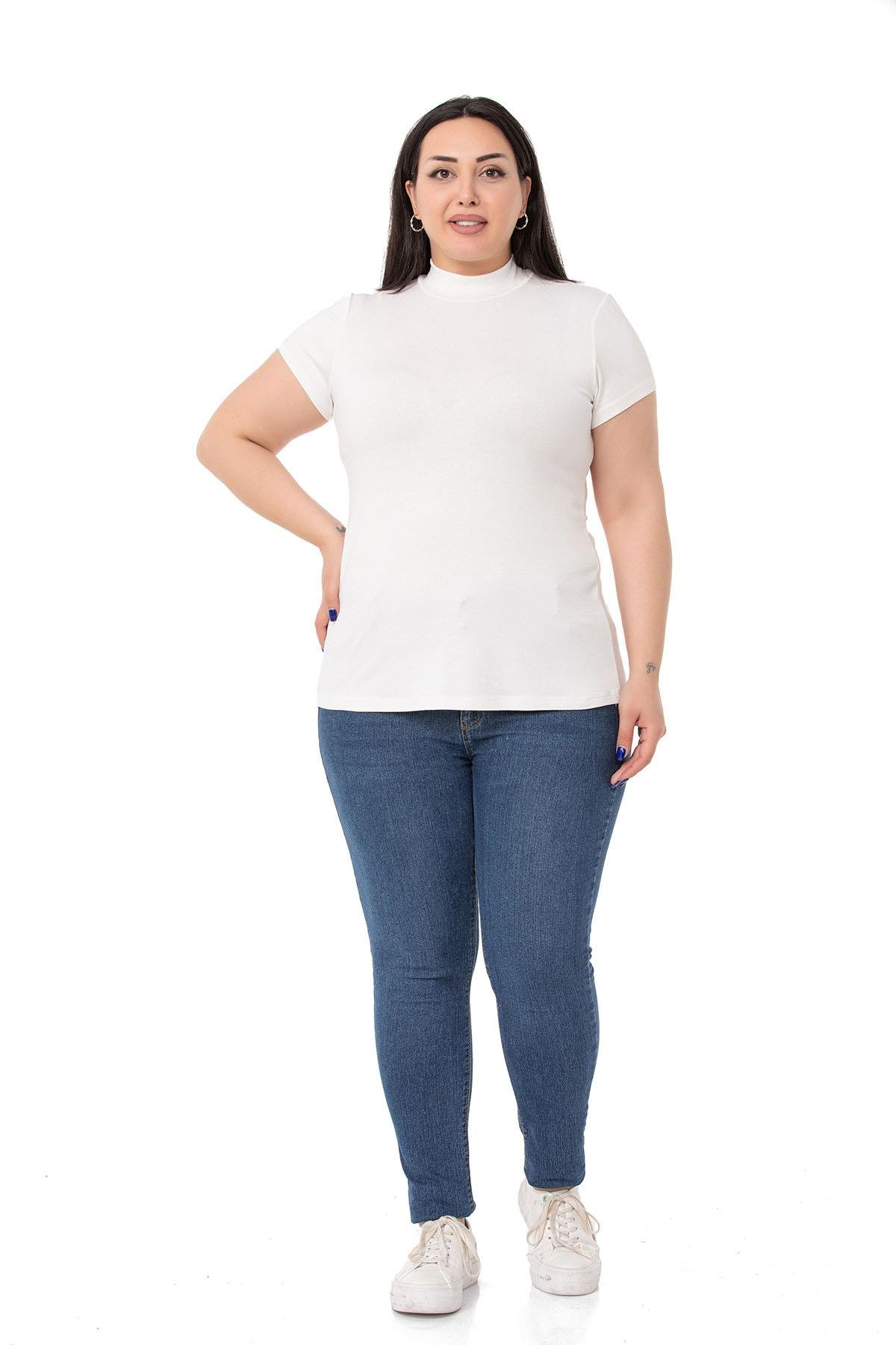 DISENTIS MODEST GENC BUYUK BEDEN BODY DISENTIS MODESTBüyük Beden Yarım Balıkçı Kısa Kollu Viskon Ekru Body
