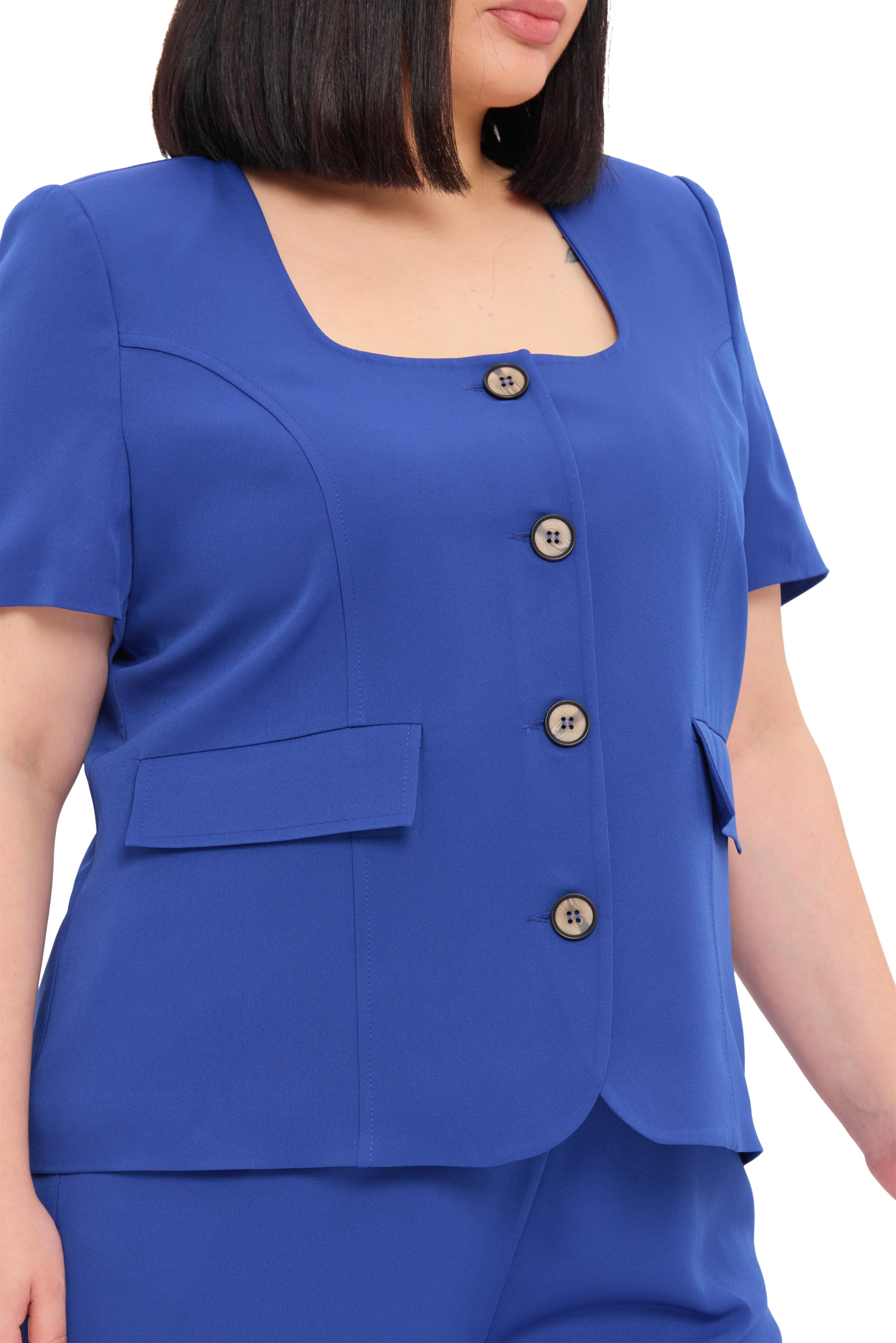 Ceket | Pantolon TakımlarDisentis Modest Büyük Beden Kısa Kollu U Yaka Saks Mavisi Ceket Pantolon İkili TakımDISENTIS MODESTBüyük Beden Kısa Kollu U Yaka Saks Mavisi Ceket Pantolon İkili Takım