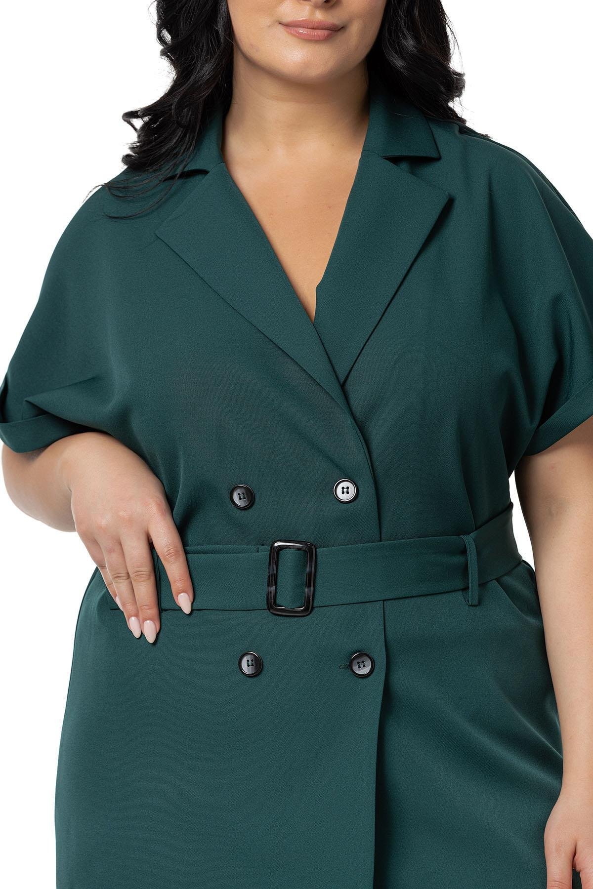 Ceket | Pantolon TakımlarDisentis Modest Kruvaze Kemerli Yarım Kollu Zümrüt Ceket Pantolon İkili TakımDISENTIS MODESTBüyük Beden Kruvaze Kemerli Yarım Kollu Zümrüt Ceket Pantolon İkili Takım