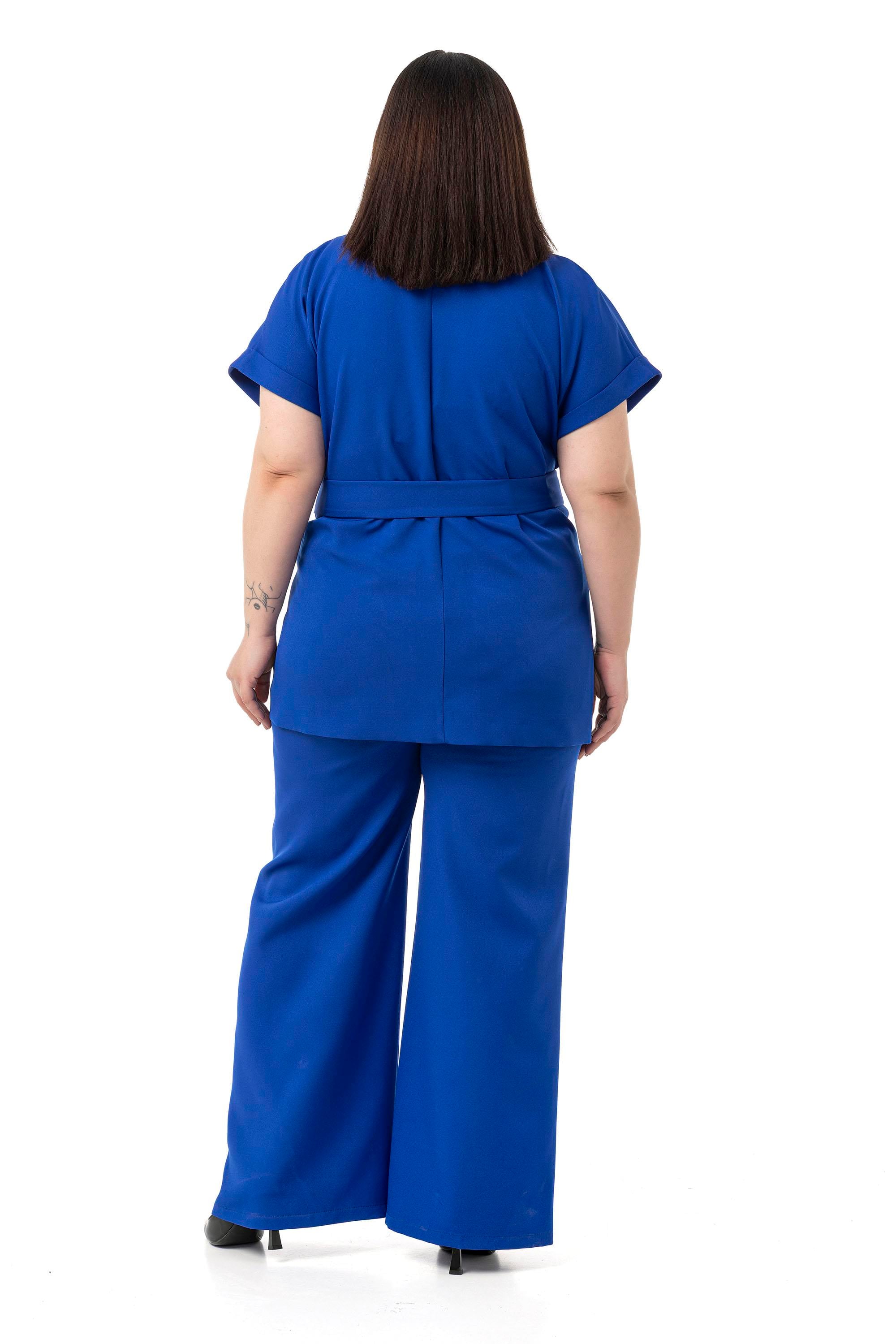 Jacket&Pants SetsDisentis Modest Kruvaze Kemerli Yarım Kollu Saks Mavi Ceket Pantolon İkili TakımDISENTIS MODESTBüyük Beden Kruvaze Kemerli Yarım Kollu Saks Mavi Ceket Pantolon İkili Takım