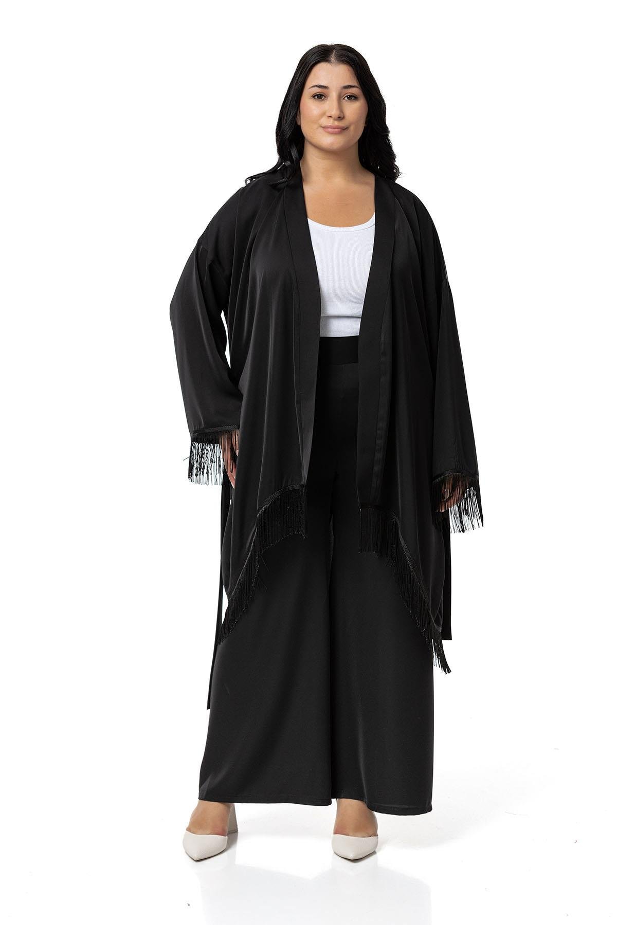 Ceket | Pantolon TakımlarDisentis Modest Büyük Beden Püskül Detaylı Ceket Pantolon Siyah İkili TakımDISENTIS MODESTBüyük Beden Püskül Detaylı Ceket Pantolon Siyah İkili Takım