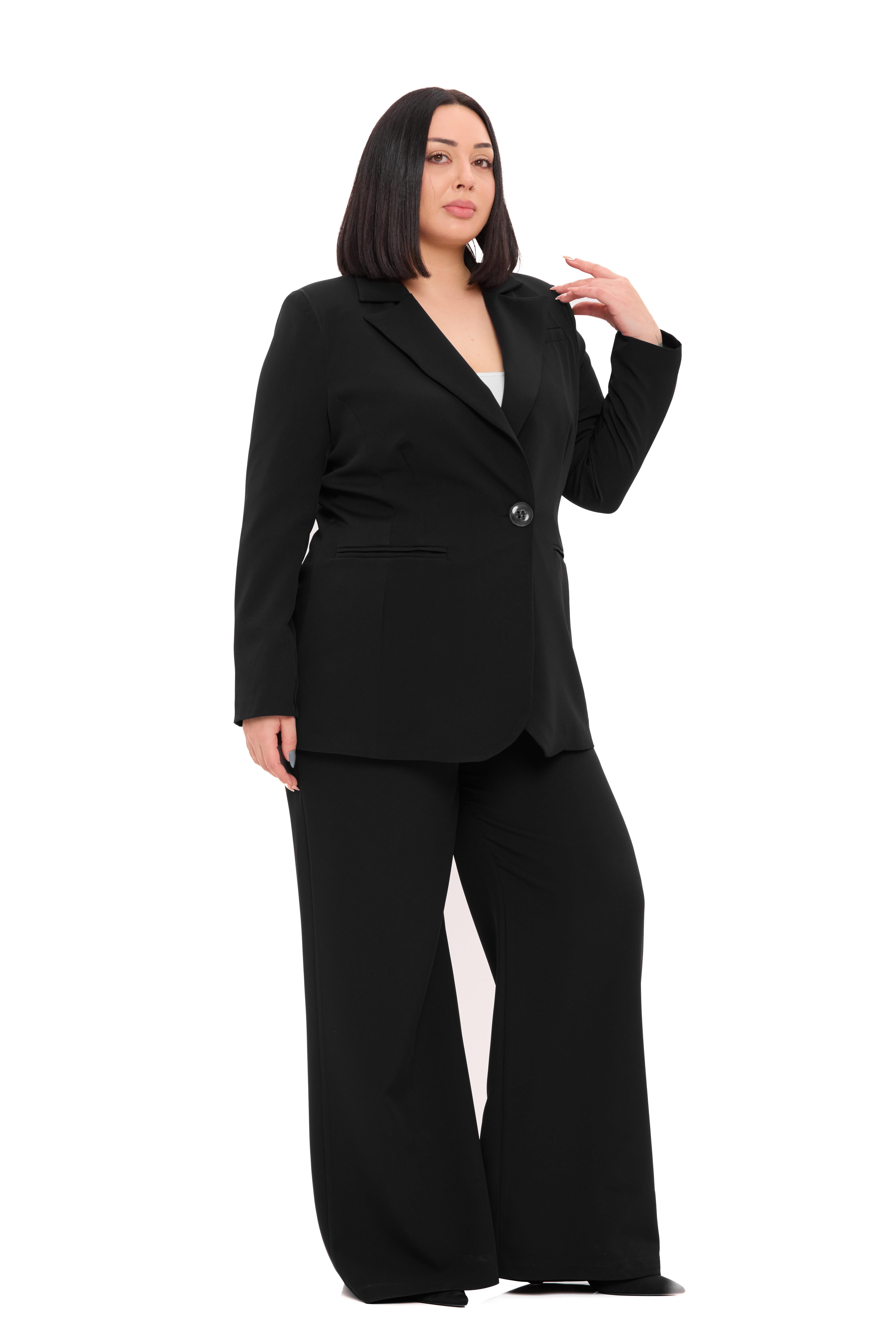 Ceket | Pantolon TakımlarDisentis Modest Büyük Beden Tek Düğmeli Siyah Ceket Pantolon İkili TakımDISENTIS MODESTBüyük Beden Tek Düğmeli Siyah Ceket Pantolon İkili Takım