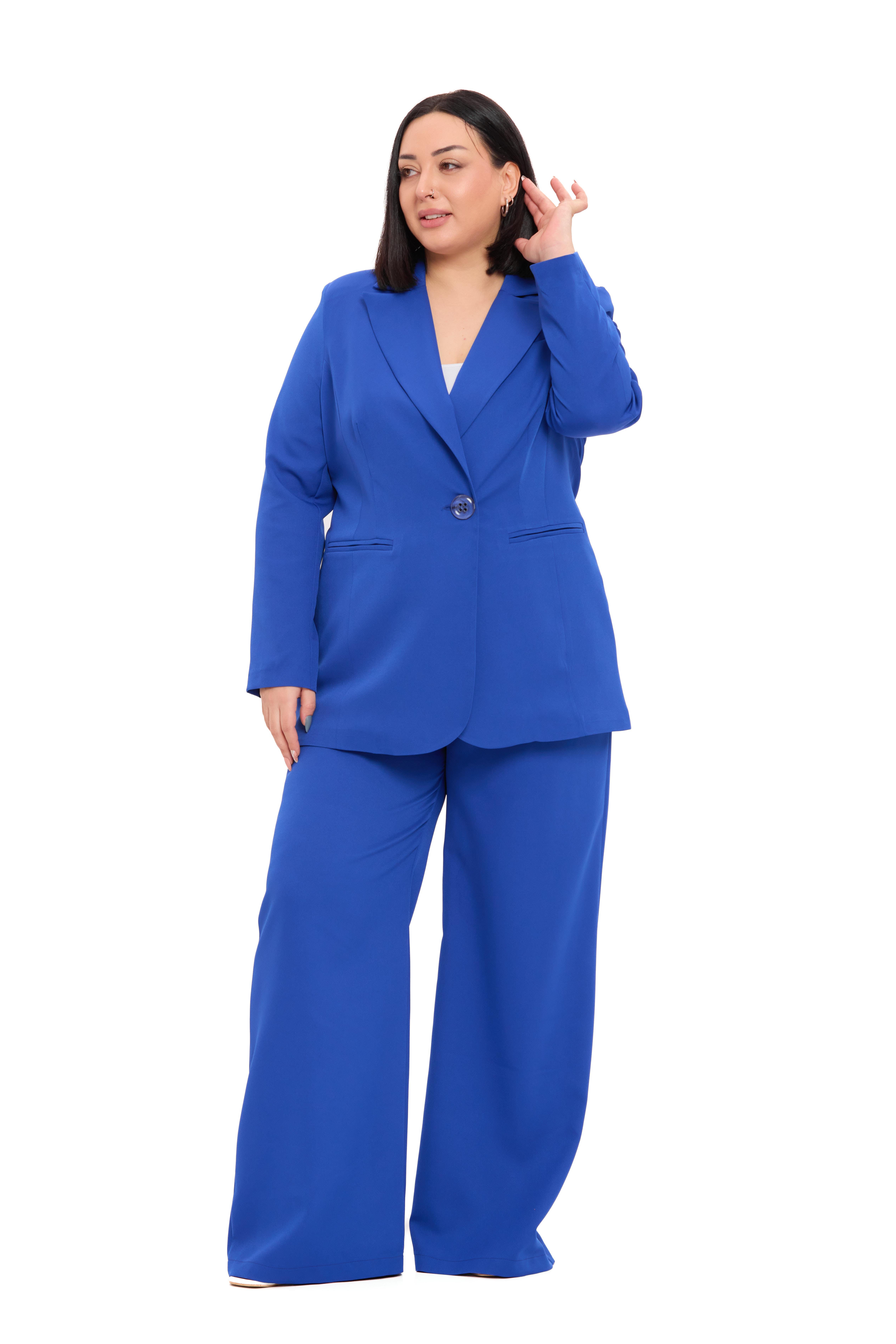 Ceket | Pantolon TakımlarDisentis Modest Büyük Beden Tek Düğmeli Saks Mavi Ceket Pantolon İkili TakımDISENTIS MODESTBüyük Beden Tek Düğmeli Saks Mavi Ceket Pantolon İkili Takım