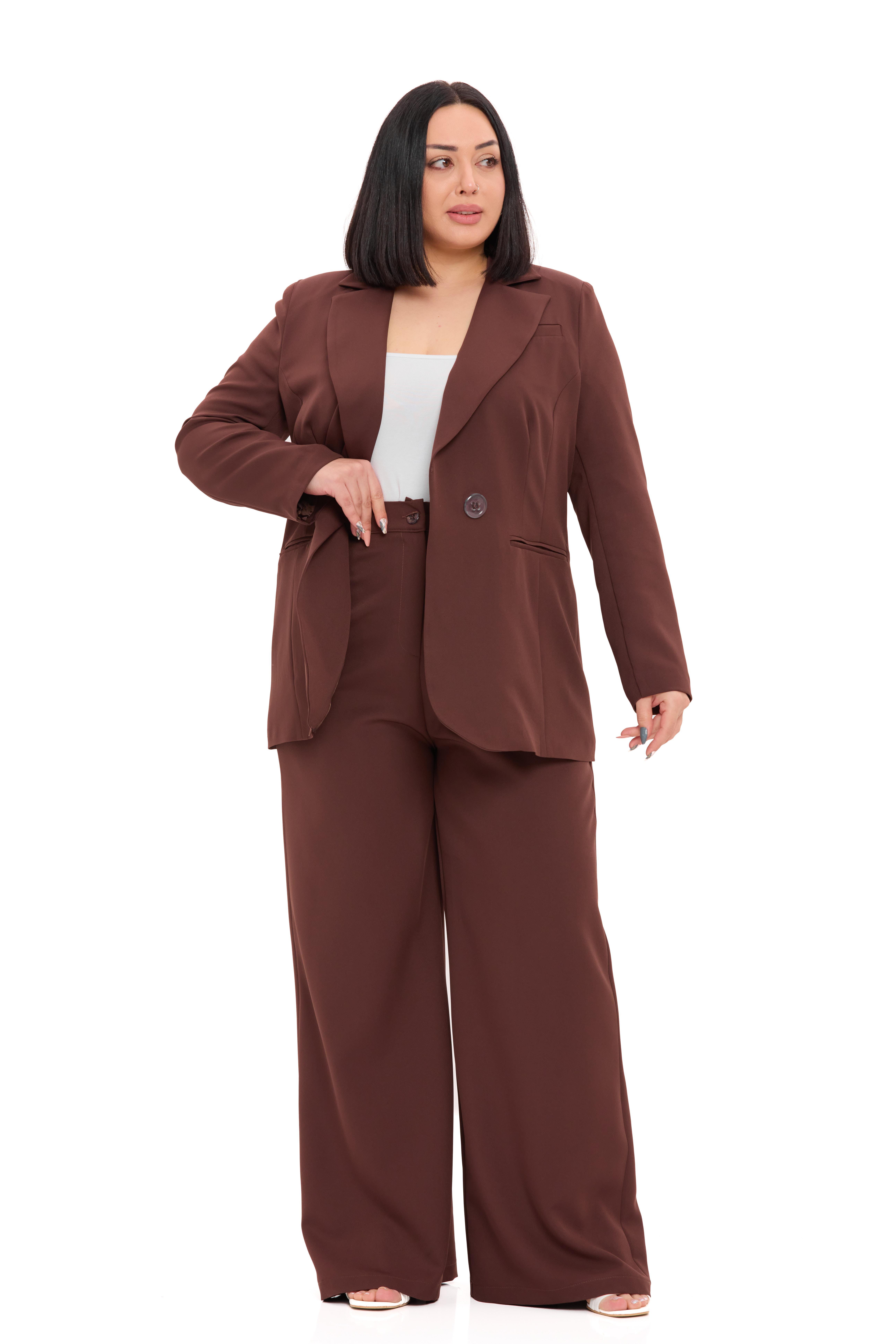 Ceket | Pantolon TakımlarDisentis Modest Büyük Beden Tek Düğmeli Kahverengi Ceket Pantolon İkili TakımDISENTIS MODESTBüyük Beden Tek Düğmeli Kahverengi Ceket Pantolon İkili Takım