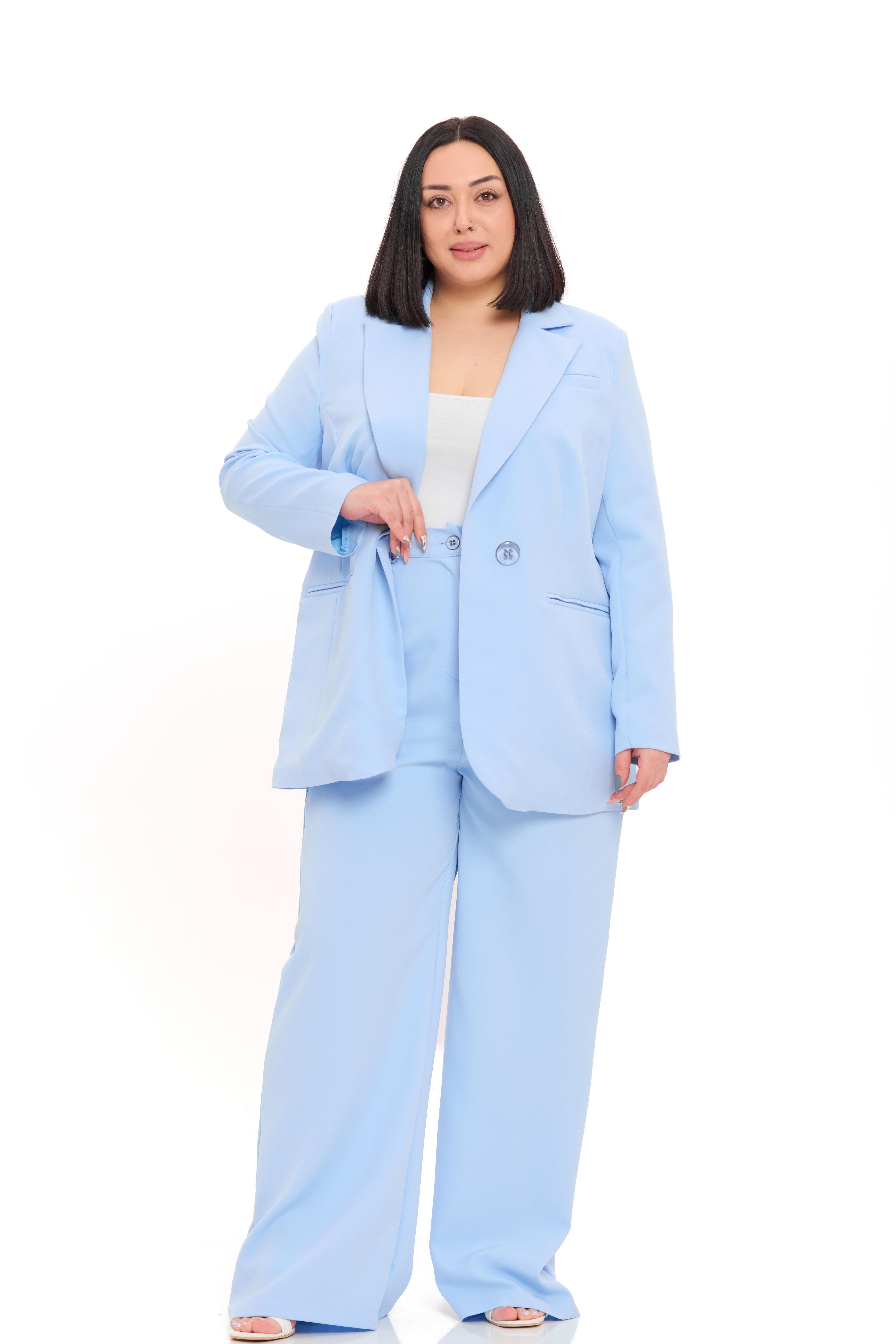 Ceket | Pantolon TakımlarDisentis Modest Büyük Beden Tek Düğmeli Bebe Mavi Ceket Pantolon İkili TakımDISENTIS MODESTBüyük Beden Tek Düğmeli Bebe Mavi Ceket Pantolon İkili Takım