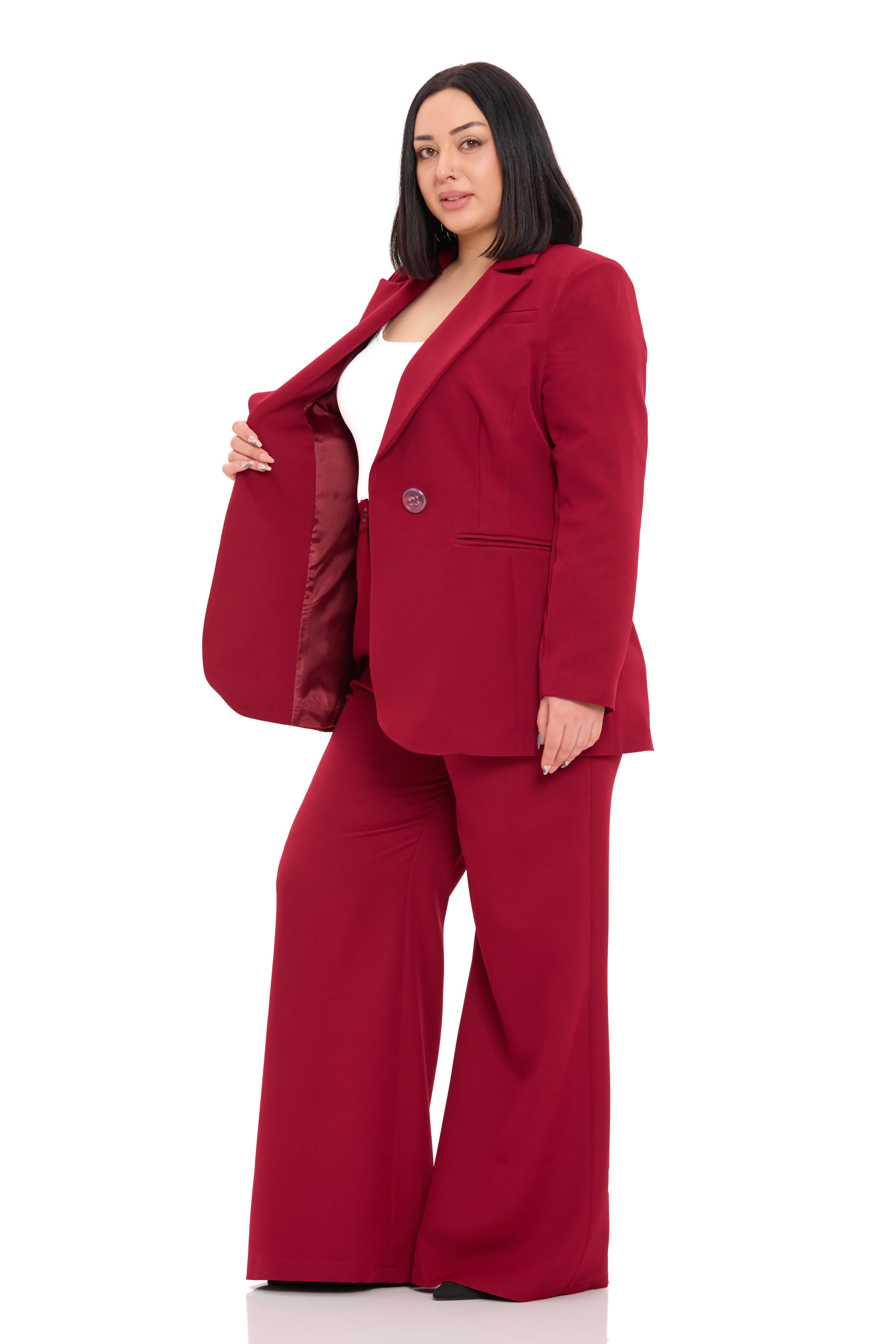 Ceket | Pantolon TakımlarDisentis Modest Büyük Beden Tek Düğmeli Bordo Ceket Pantolon İkili TakımDISENTIS MODESTBüyük Beden Tek Düğmeli Bordo Ceket Pantolon İkili Takım