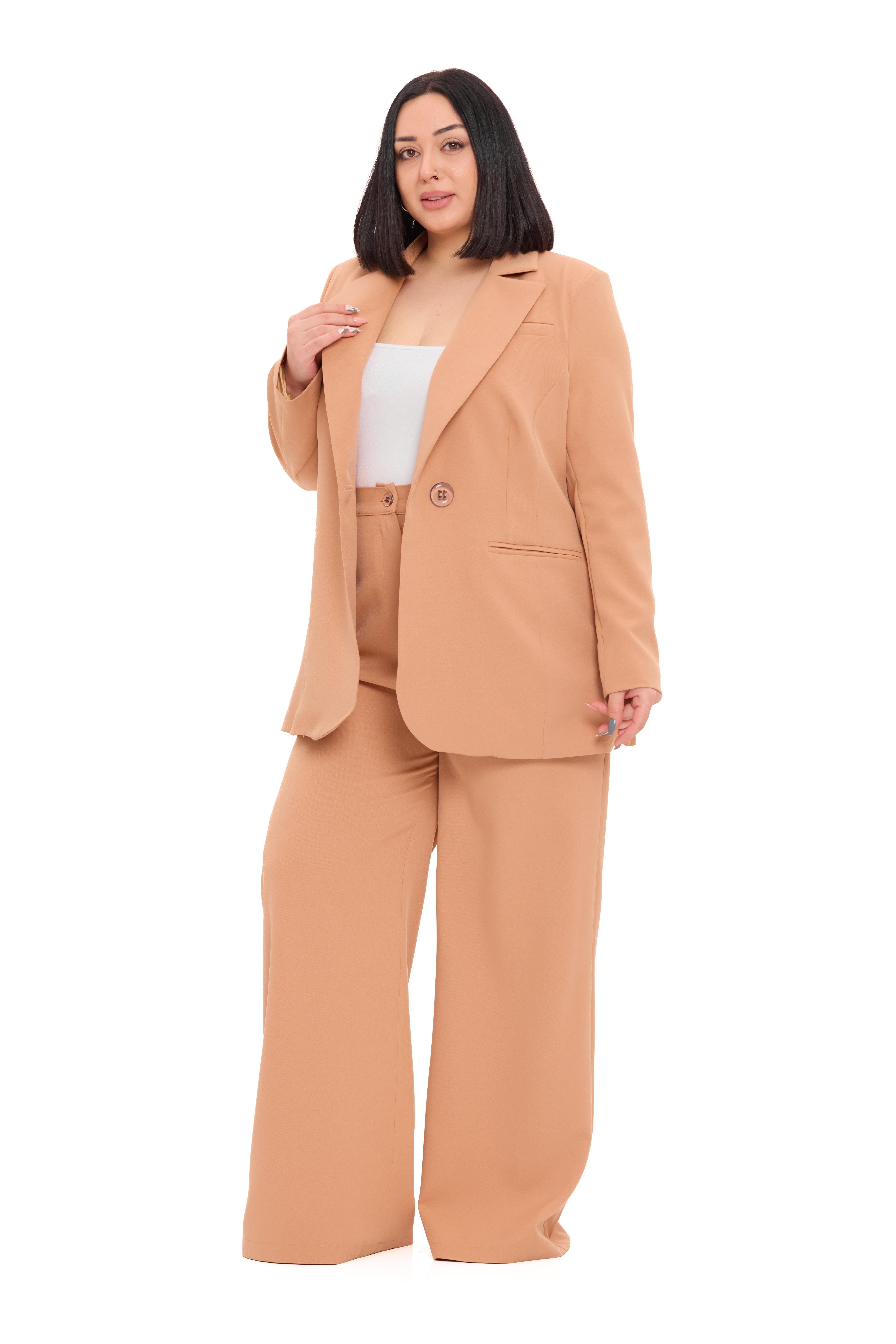 Ceket | Pantolon TakımlarDisentis Modest Büyük Beden Tek Düğmeli Vizon Ceket Pantolon İkili TakımDISENTIS MODESTBüyük Beden Tek Düğmeli Vizon Ceket Pantolon İkili Takım