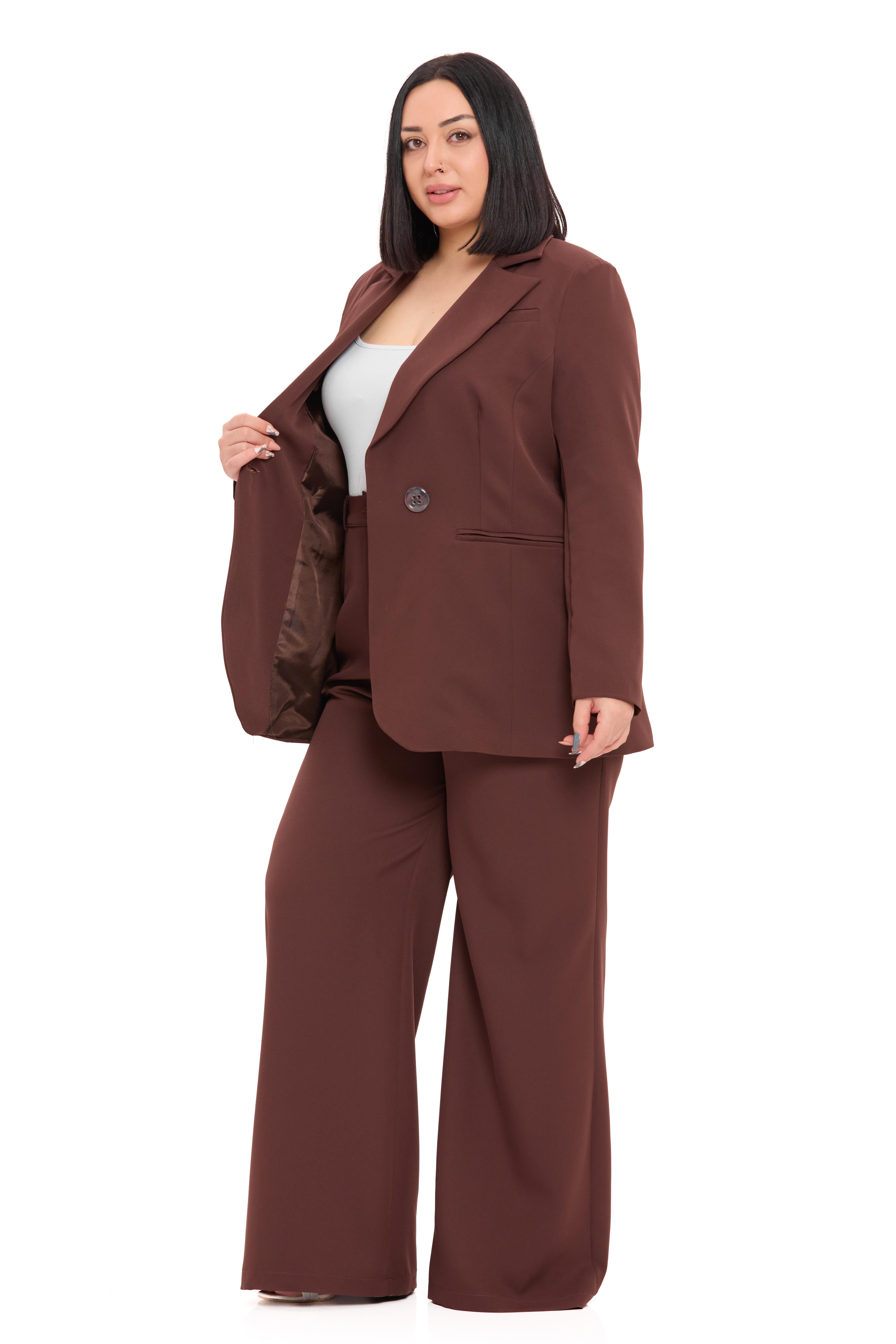 Ceket | Pantolon TakımlarDisentis Modest Büyük Beden Tek Düğmeli Kahverengi Ceket Pantolon İkili TakımDISENTIS MODESTBüyük Beden Tek Düğmeli Kahverengi Ceket Pantolon İkili Takım