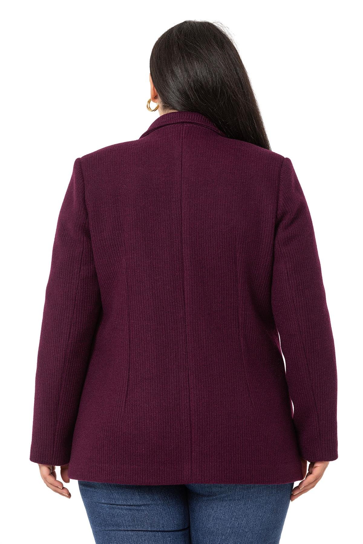 CeketDISENTISDISENTIS MODESTBüyük Beden Blazer Cepli Örme Astarlı Bordo Ceket