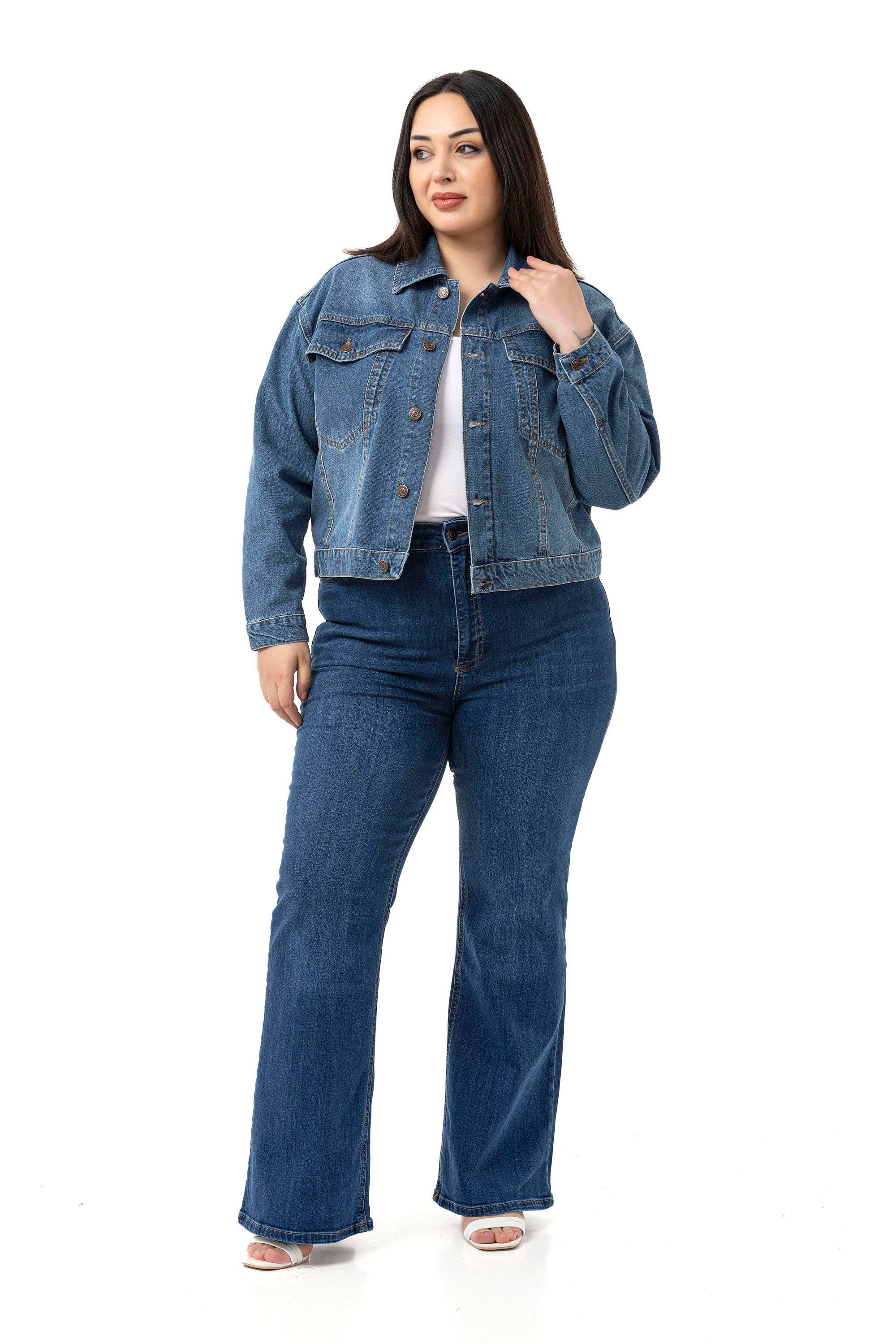 CeketDisentis Modest Büyük Göğüsten Çift Cepli Kısa Mavi Denim CeketDISENTIS MODESTBüyük Beden Göğüsten Çift Cepli Kısa Mavi Denim Ceket