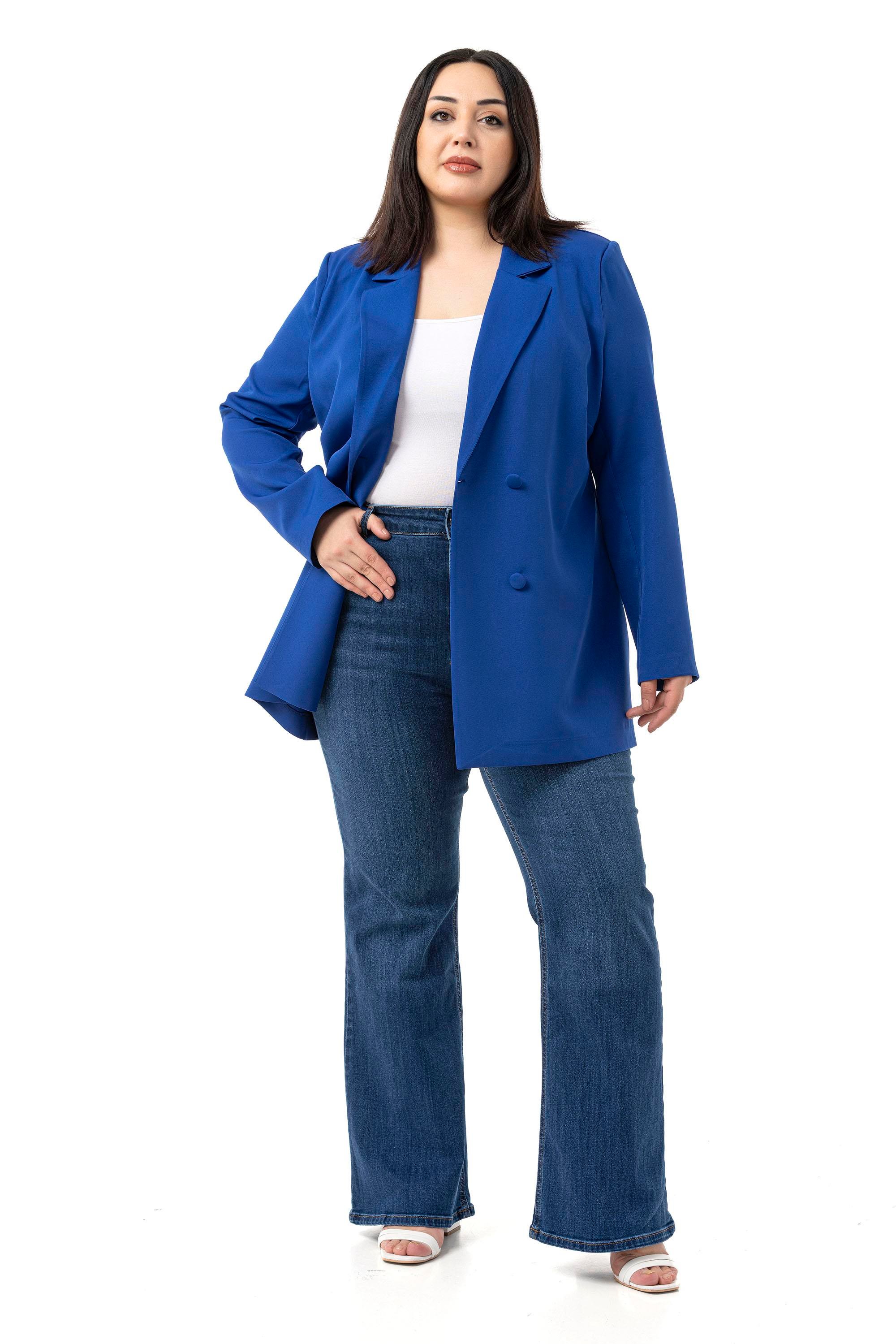 JacketsDisentis Modest Büyük Beden Kaplama Düğmeli Kruvaze Saks Mavi Astarsız CeketDISENTIS MODESTBüyük Beden Kaplama Düğmeli Kruvaze Saks Mavi Astarsız Ceket