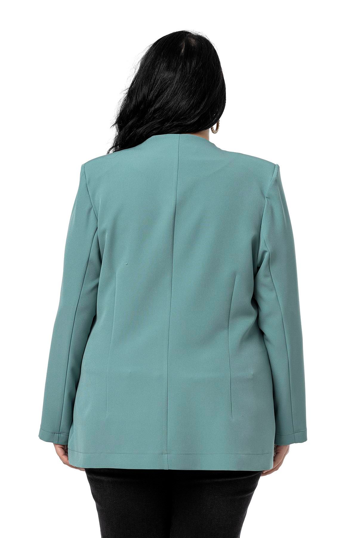 CeketDisentis Modest Büyük Beden Kaplama Düğmeli Süs Cep Kapaklı Vatkalı Mint Yeşili CeketDISENTIS MODESTBüyük Beden Kaplama Düğmeli Süs Cep Kapaklı Vatkalı Mint Yeşili Ceket