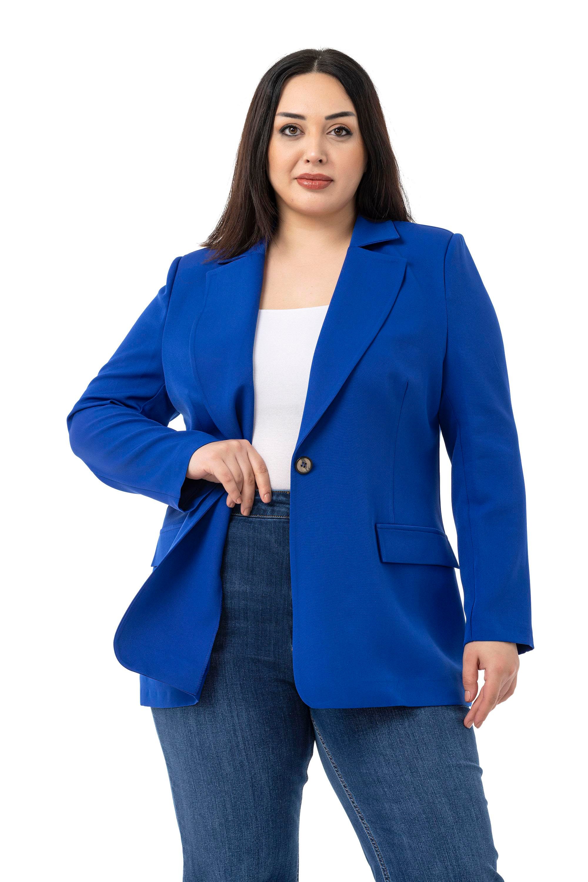 JacketsDisentis Modest Büyük Beden Tek Düğmeli Süs Cep Kapaklı Vatkalı Astarsız Saks Mavi CeketDISENTIS MODESTBüyük Beden Tek Düğmeli Süs Cep Kapaklı Vatkalı Astarsız Saks Mavi Ceket