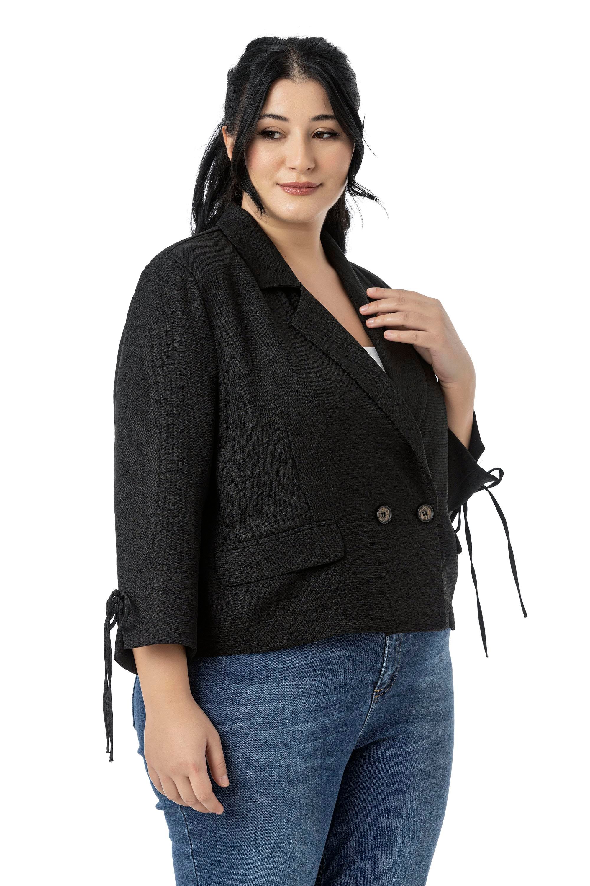 CeketDisentis Modest Büyük Beden Truvakar Kol Süs Cepli Vatkalı Astarsız Kısa Siyah CeketDISENTIS MODESTBüyük Beden Truvakar Kol Süs Cepli Vatkalı Astarsız Kısa Siyah Ceket
