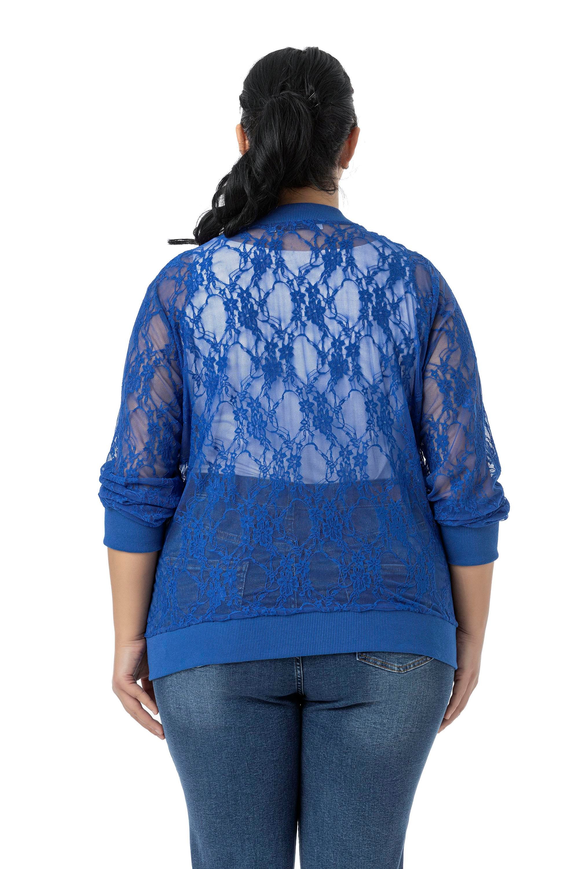 CeketDisentis Modest Büyük Beden Yakası Eteği ve Kol Ağzı Ribanalı Fermuarlı Dantel Saks Mavi CeketDISENTIS MODESTBüyük Beden Yakası Eteği ve Kol Ağzı Ribanalı Fermuarlı Dantel Saks Mavi Ceket