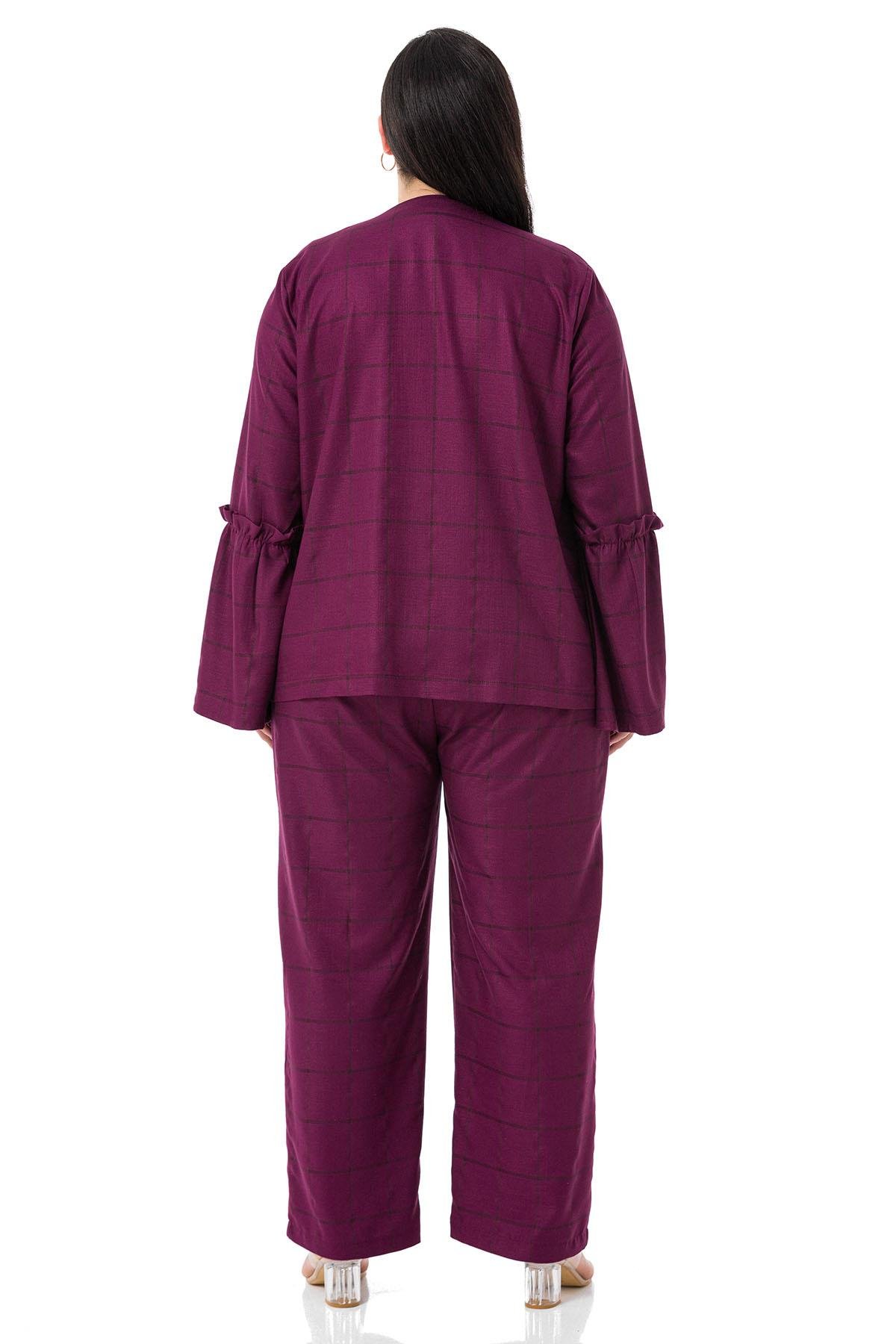 Ceket&PantolonDISENTIS MODEST GENC BUYUK BEDEN CEKET PANTOLON TAKIMDISENTIS MODESTBüyük Beden Ekoseli Ceket Pantolon Bordo İkili Takım