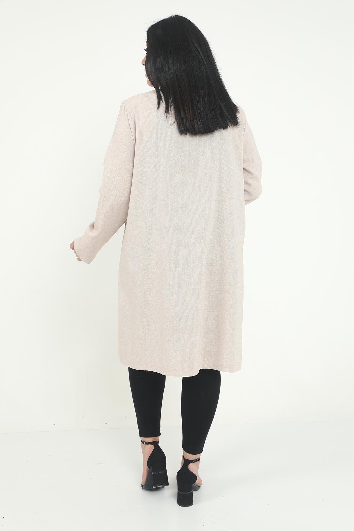 JacketsRound Neck Unlined Beige Jacket with PocketsdisentisRound Neck Unlined Beige Jacket with Pockets