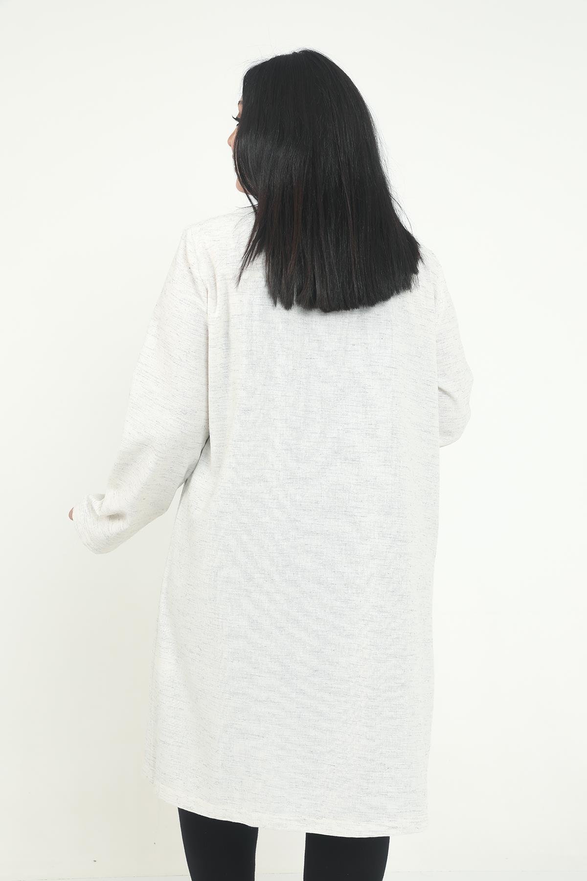 JacketsRound Neck Unlined Ecru Jacket with PocketsdisentisRound Neck Unlined Ecru Jacket with Pockets