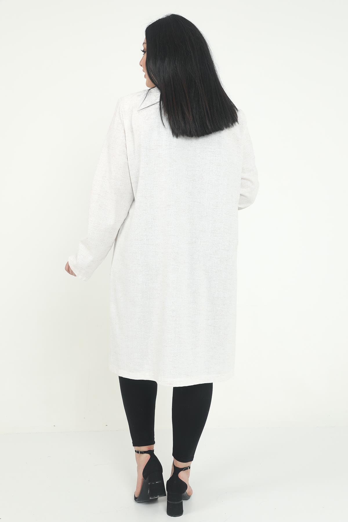 JacketsRound Neck Unlined Offwhite Jacket with PocketsdisentisRound Neck Unlined Offwhite Jacket with Pockets