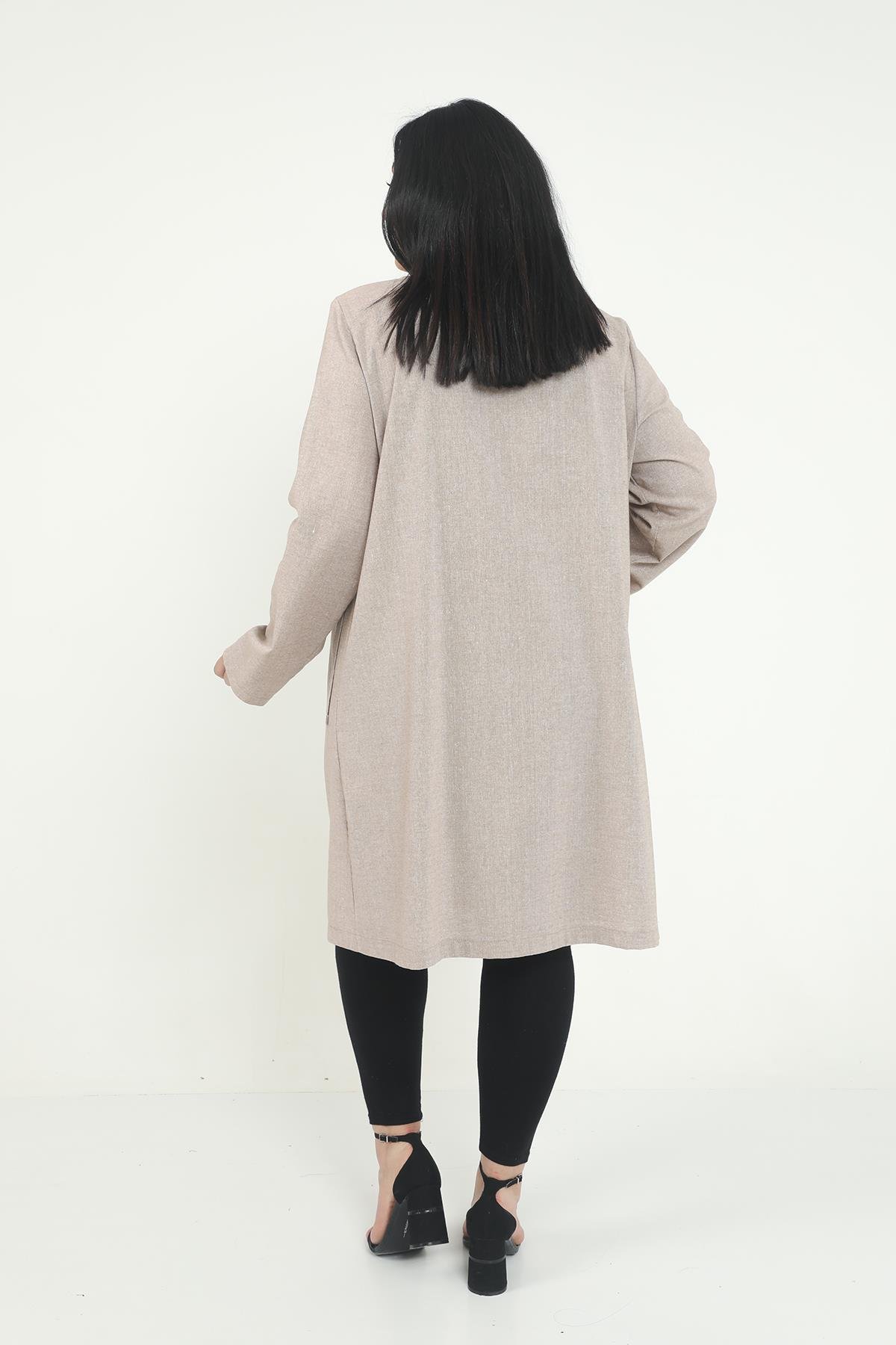 CeketYuvarlak Yaka Astarsız Cepli Kum Rengi CeketdisentisYuvarlak Yaka Astarsız Cepli Kum Rengi Ceket