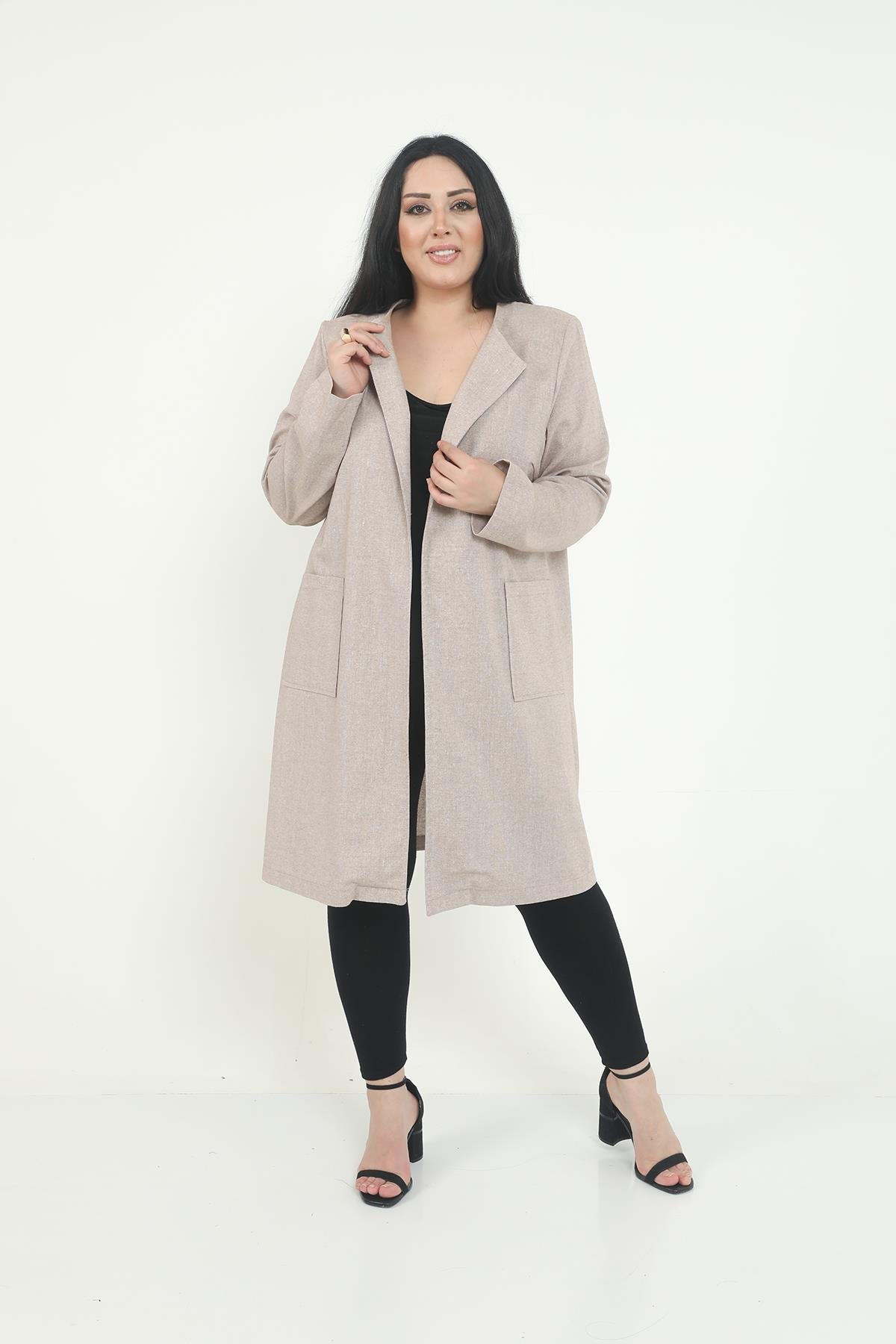 CeketYuvarlak Yaka Astarsız Cepli Kum Rengi CeketdisentisYuvarlak Yaka Astarsız Cepli Kum Rengi Ceket