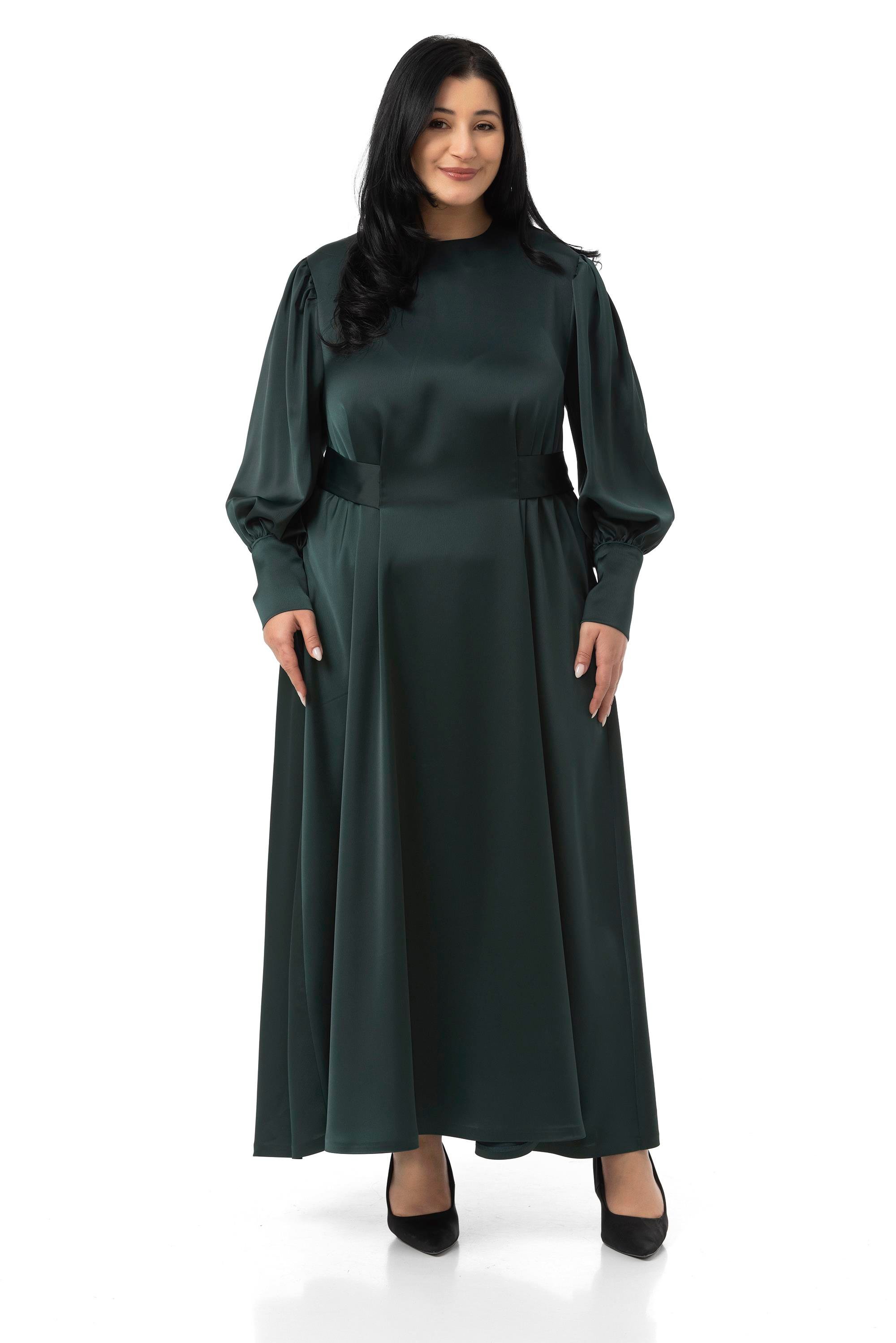 ELBİSEDisentis Modest Büyük Beden Büzgülü Kollu Kuşak Detaylı Uzun Saten Zümrüt Yeşili ElbiseDISENTIS MODESTBüyük Beden Büzgülü Kollu Kuşak Detaylı Uzun Saten Zümrüt Yeşili Elbise