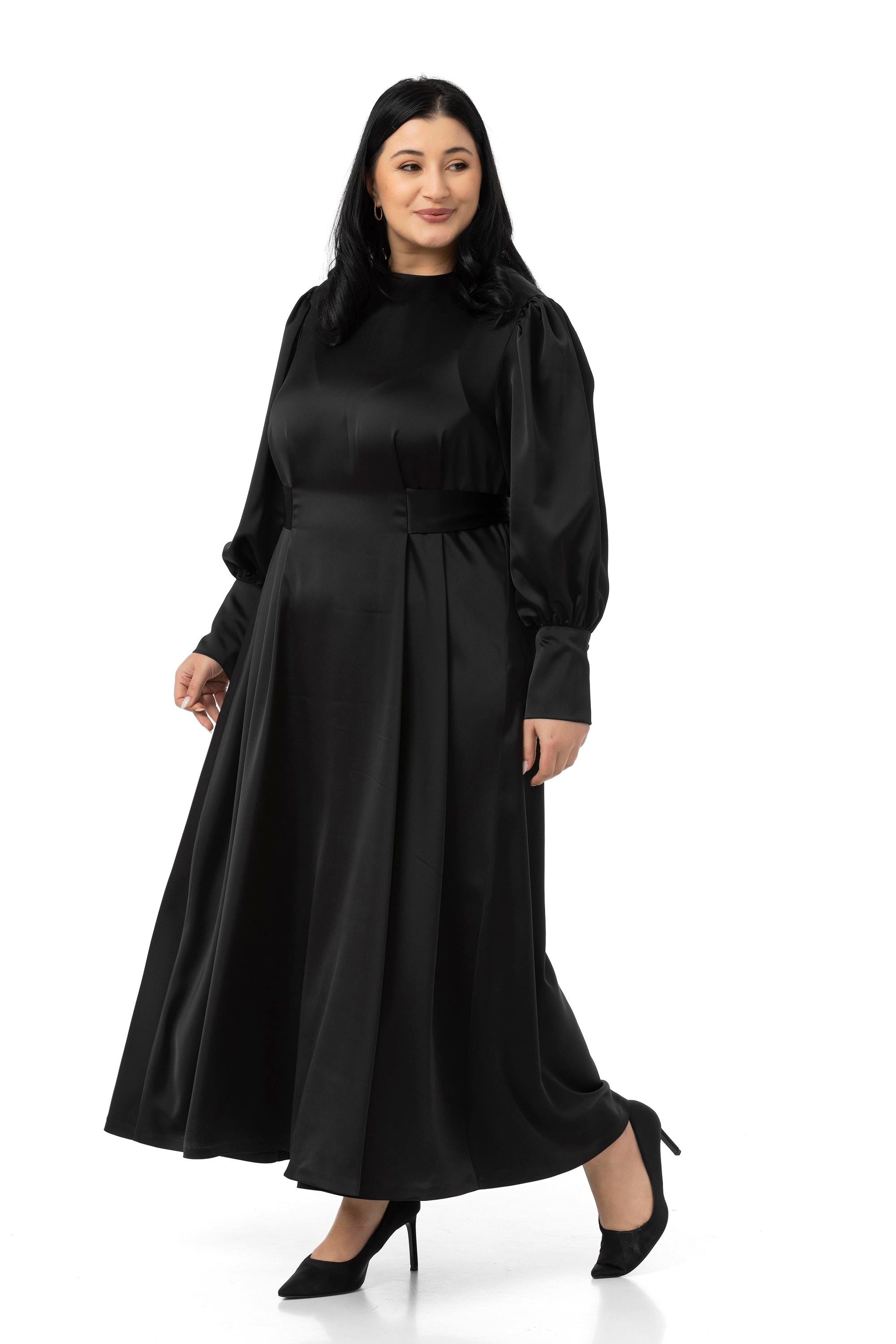 ELBİSEDisentis Modest Büyük Beden Büzgülü Kollu Kuşak Detaylı Uzun Saten Siyah ElbiseDISENTIS MODESTBüyük Beden Büzgülü Kollu Kuşak Detaylı Uzun Saten Siyah Elbise