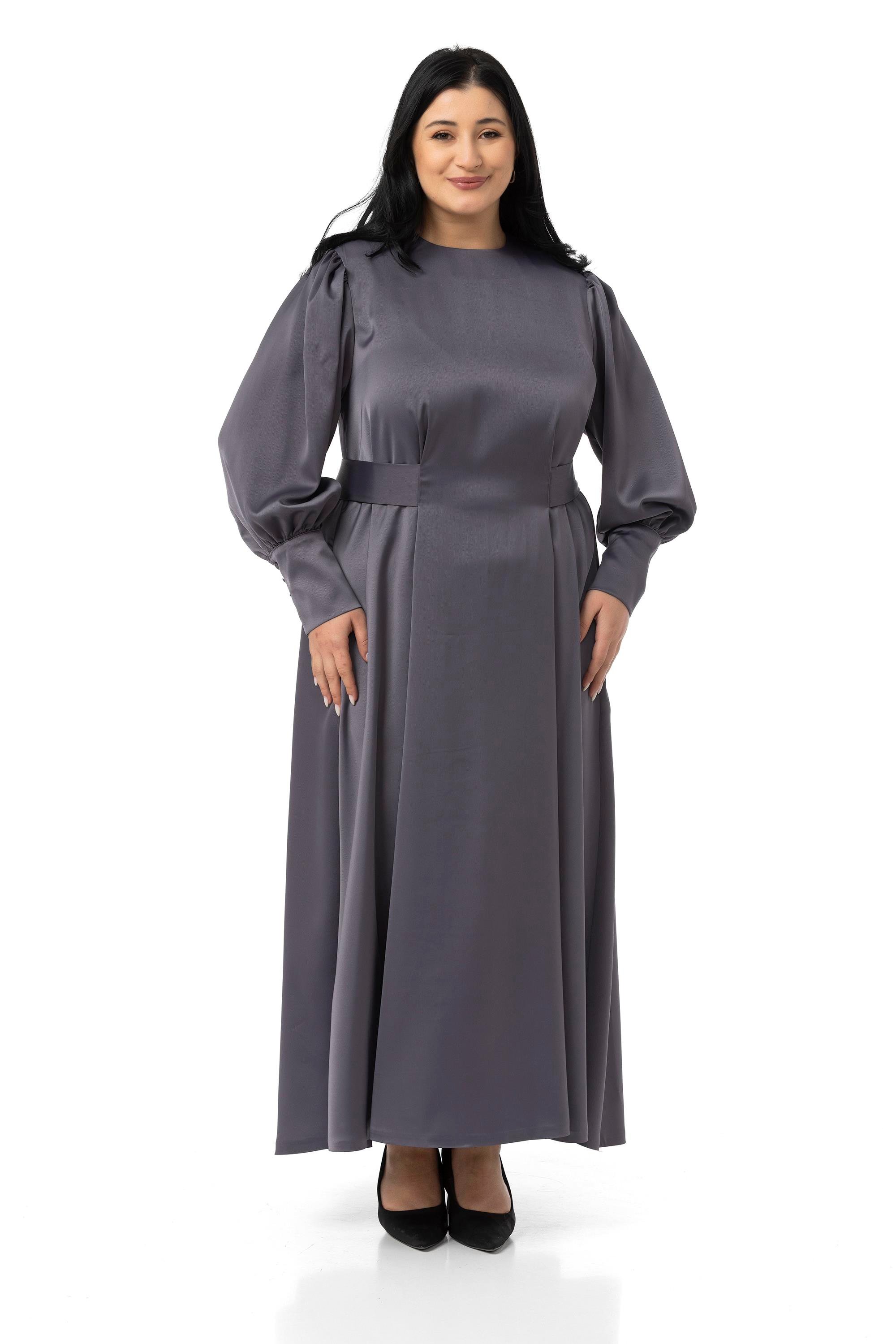 ELBİSEDisentis Modest Büyük Beden Büzgülü Kollu Kuşak Detaylı Uzun Saten Antrasit ElbiseDISENTIS MODESTBüyük Beden Büzgülü Kollu Kuşak Detaylı Uzun Saten Antrasit Elbise
