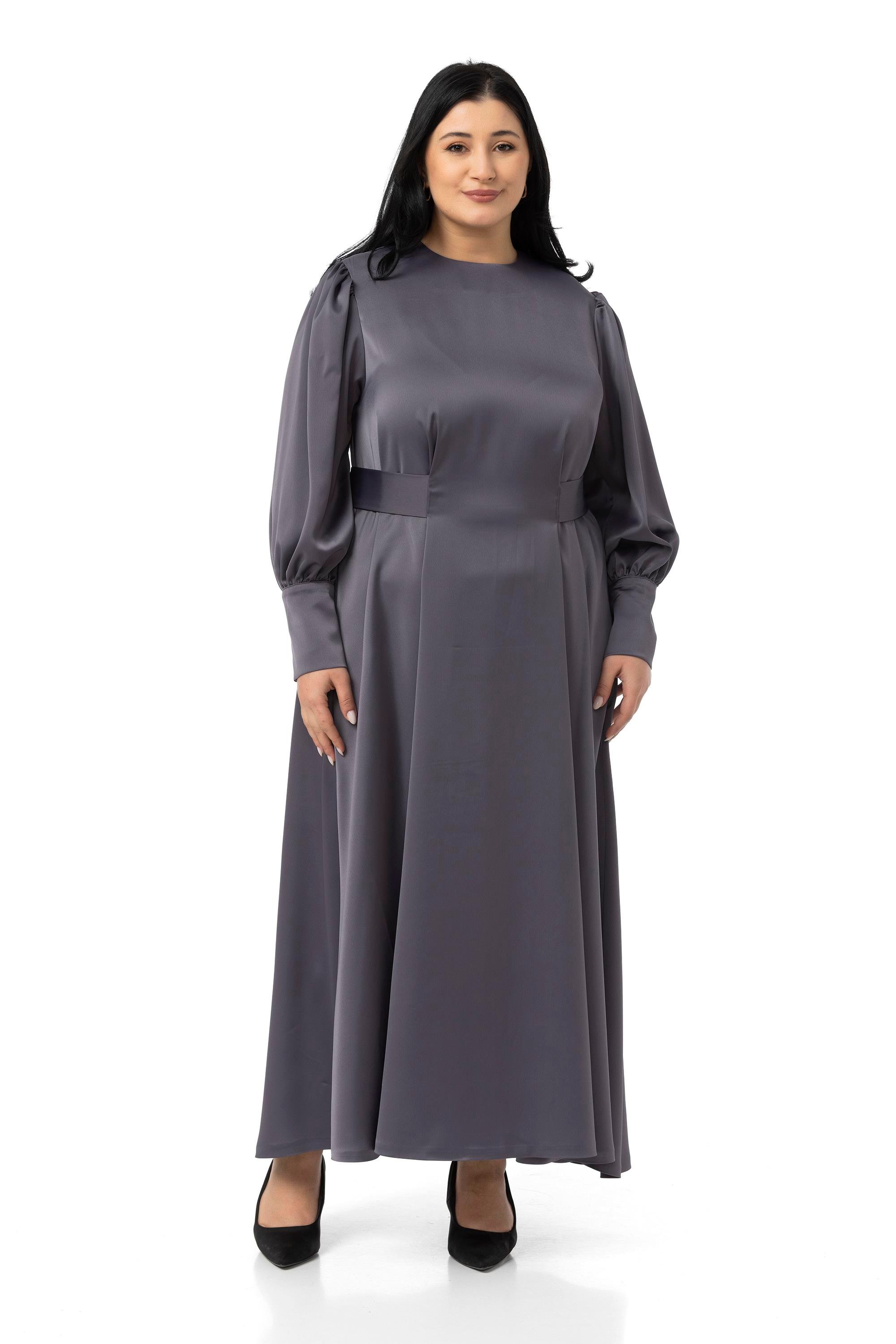 ELBİSEDisentis Modest Büyük Beden Büzgülü Kollu Kuşak Detaylı Uzun Saten Antrasit ElbiseDISENTIS MODESTBüyük Beden Büzgülü Kollu Kuşak Detaylı Uzun Saten Antrasit Elbise