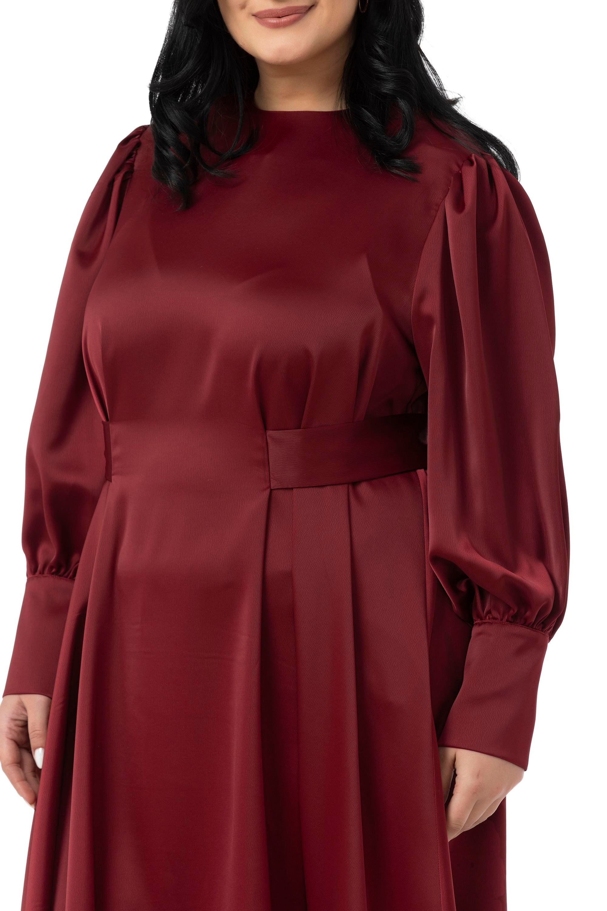 DressesDisentis Modest Büyük Beden Büzgülü Kollu Kuşak Detaylı Uzun Saten Bordo ElbiseDISENTIS MODESTBüyük Beden Büzgülü Kollu Kuşak Detaylı Uzun Saten Bordo Elbise