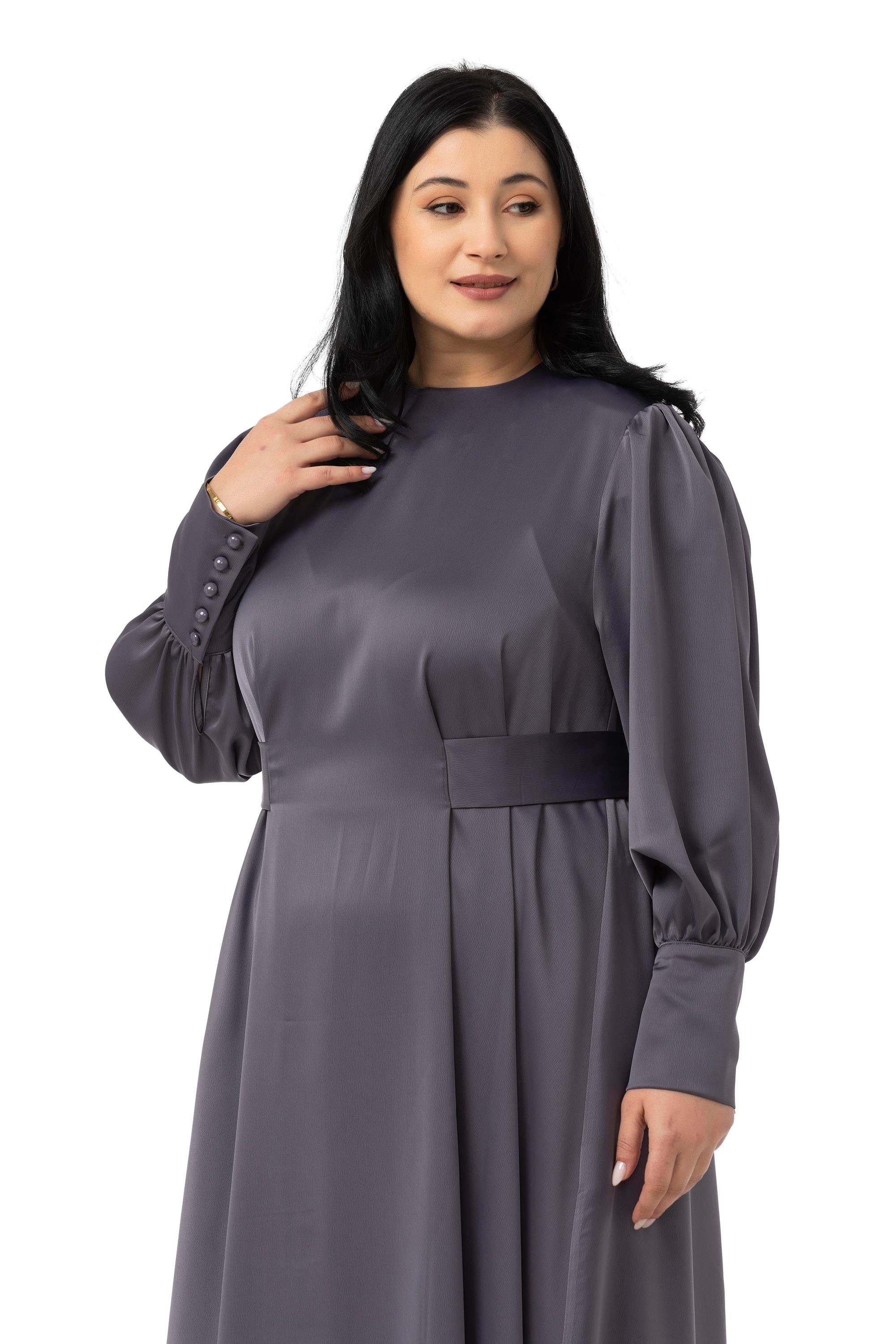 ELBİSEDisentis Modest Büyük Beden Büzgülü Kollu Kuşak Detaylı Uzun Saten Antrasit ElbiseDISENTIS MODESTBüyük Beden Büzgülü Kollu Kuşak Detaylı Uzun Saten Antrasit Elbise