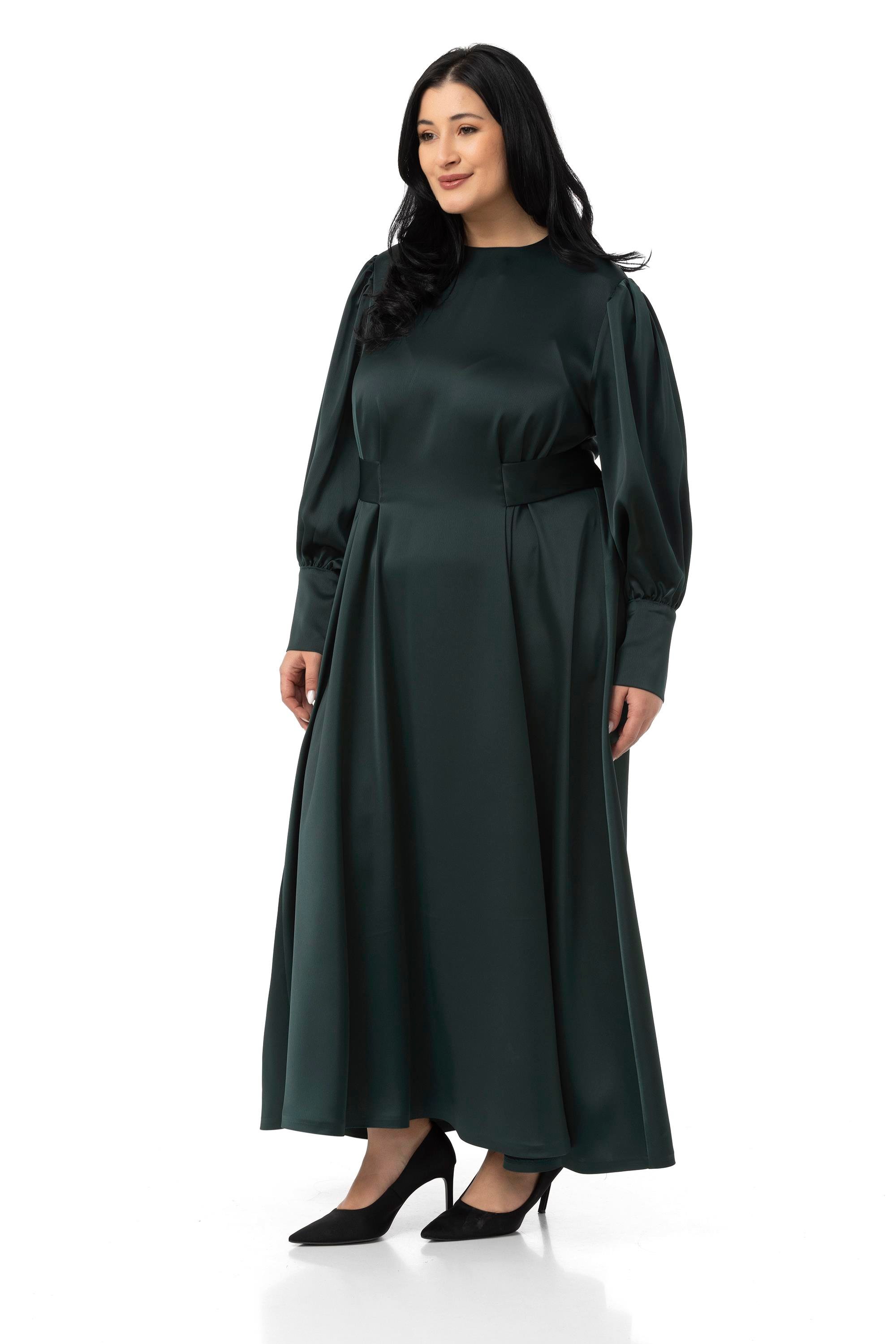 ELBİSEDisentis Modest Büyük Beden Büzgülü Kollu Kuşak Detaylı Uzun Saten Zümrüt Yeşili ElbiseDISENTIS MODESTBüyük Beden Büzgülü Kollu Kuşak Detaylı Uzun Saten Zümrüt Yeşili Elbise