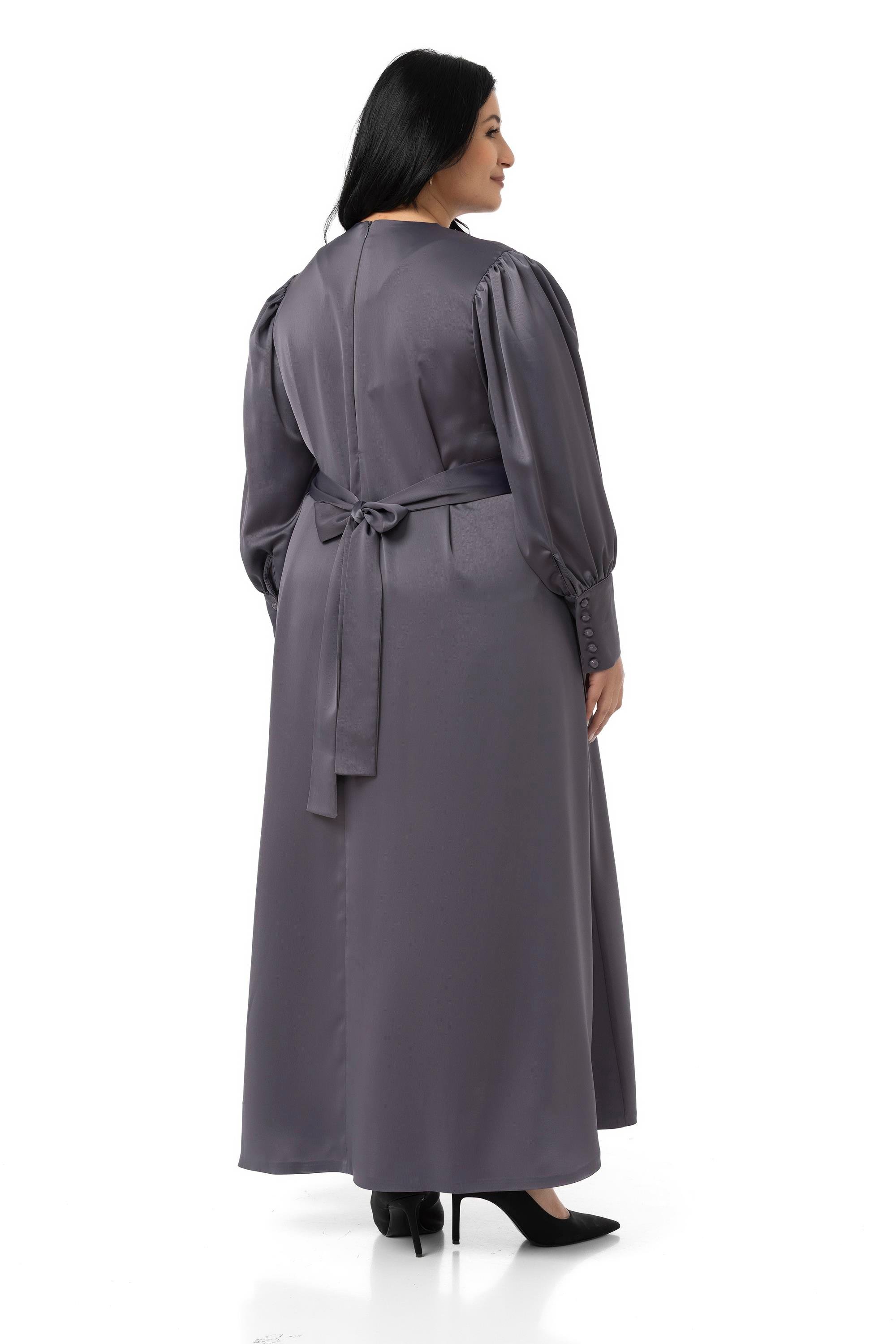 ELBİSEDisentis Modest Büyük Beden Büzgülü Kollu Kuşak Detaylı Uzun Saten Antrasit ElbiseDISENTIS MODESTBüyük Beden Büzgülü Kollu Kuşak Detaylı Uzun Saten Antrasit Elbise