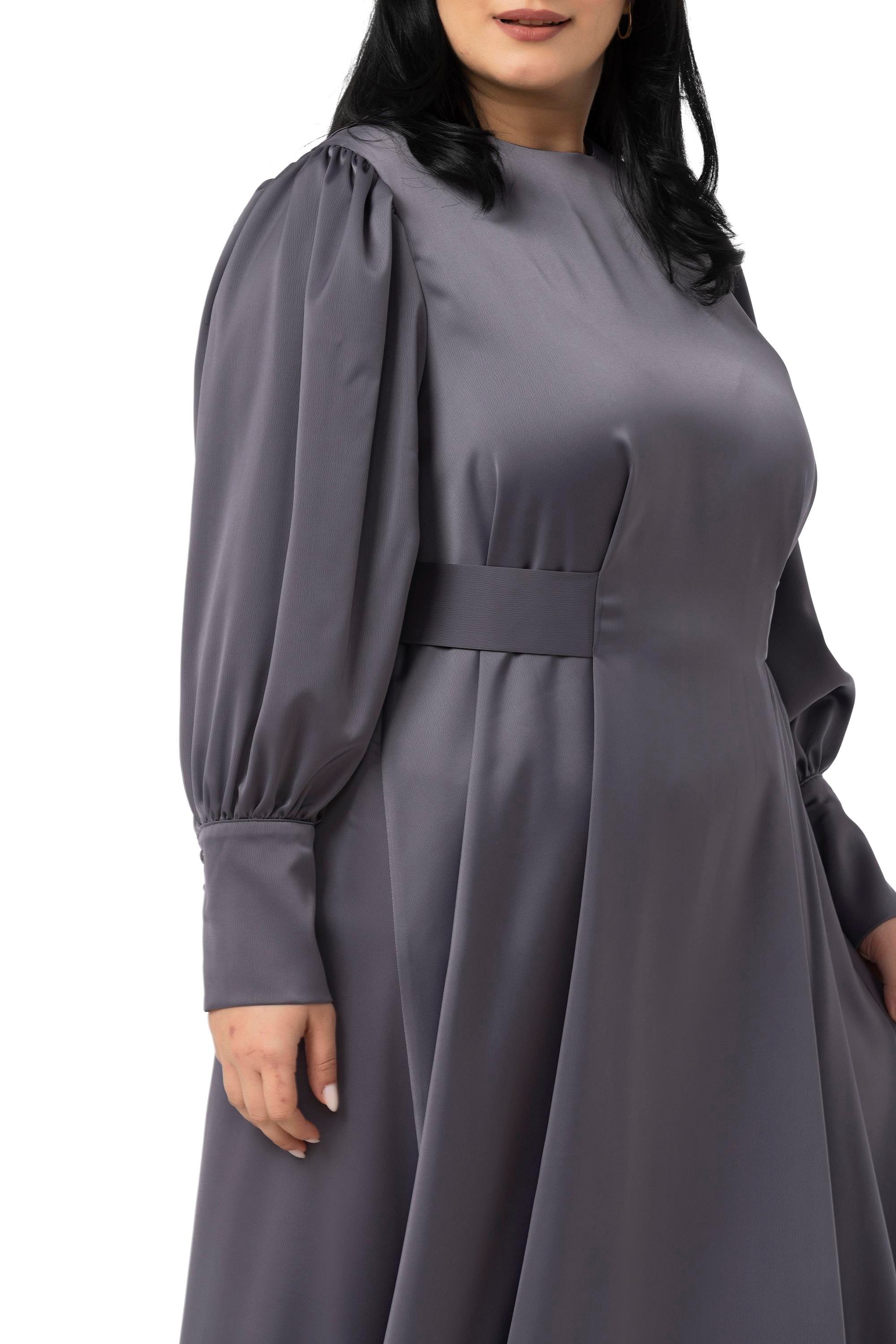 ELBİSEDisentis Modest Büyük Beden Büzgülü Kollu Kuşak Detaylı Uzun Saten Antrasit ElbiseDISENTIS MODESTBüyük Beden Büzgülü Kollu Kuşak Detaylı Uzun Saten Antrasit Elbise