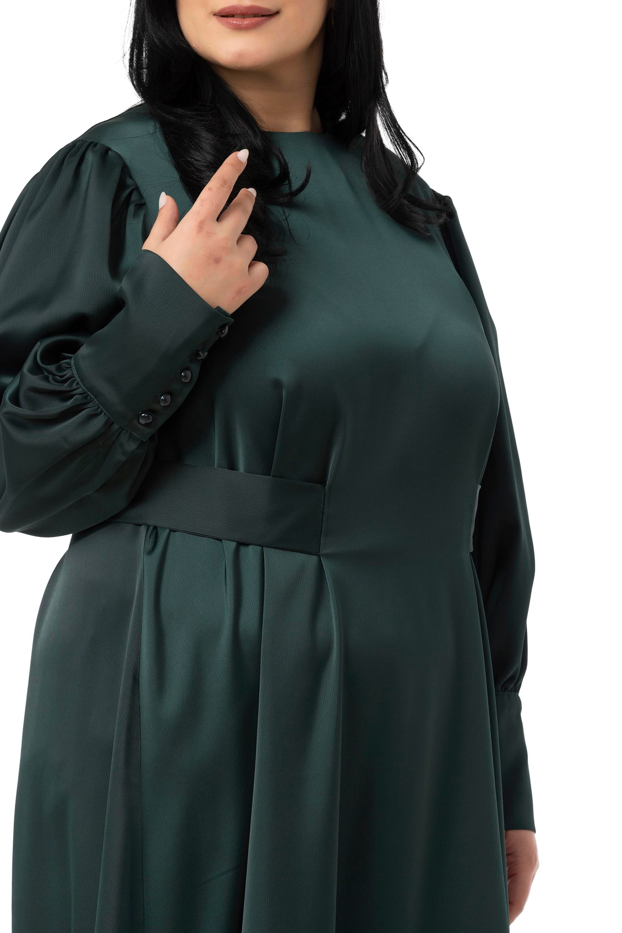 ELBİSEDisentis Modest Büyük Beden Büzgülü Kollu Kuşak Detaylı Uzun Saten Zümrüt Yeşili ElbiseDISENTIS MODESTBüyük Beden Büzgülü Kollu Kuşak Detaylı Uzun Saten Zümrüt Yeşili Elbise