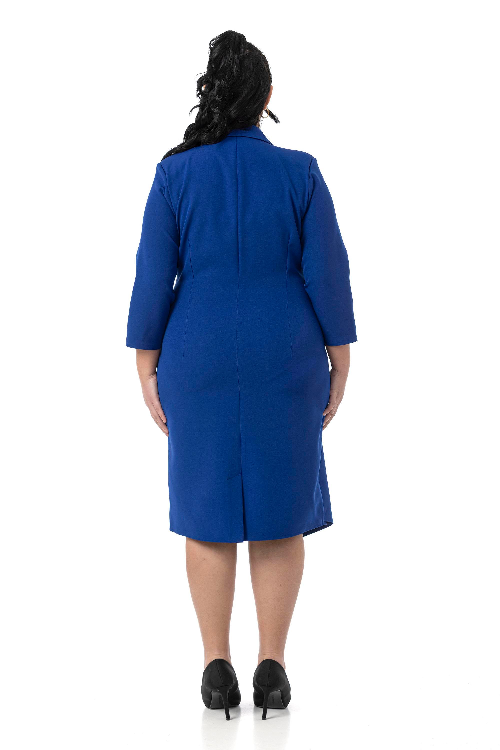 ELBİSEDisentis Modest Büyük Beden Kruvaze Ceket Yaka Süs Düğme Detaylı Truvakar Kol Saks Mavi ElbiseDISENTIS MODESTBüyük Beden Kruvaze Ceket Yaka Süs Düğme Detaylı Truvakar Kol Saks Mavi Elbise