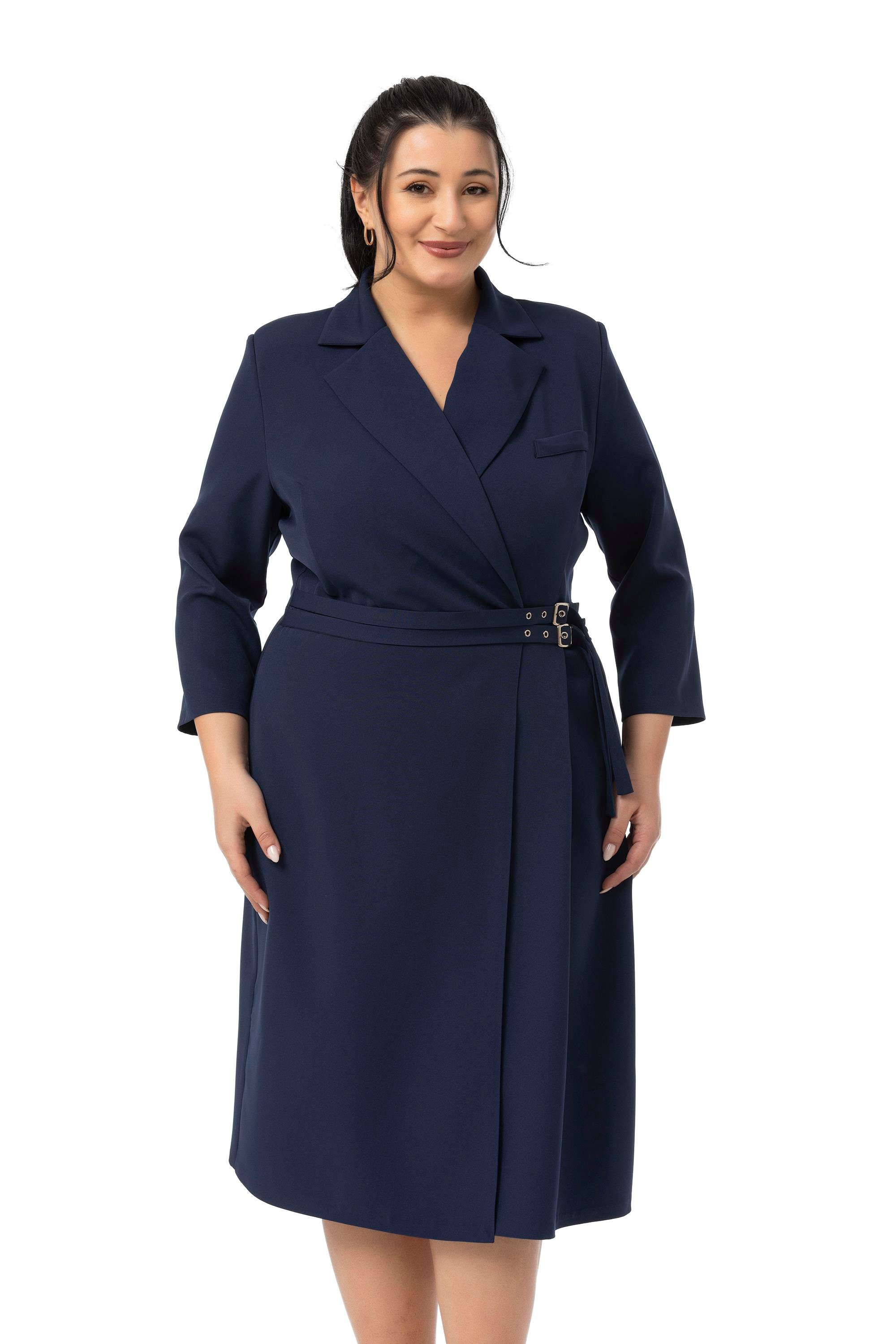 ELBİSEDisentis Modest Büyük Beden Kruvaze Yaka Truvakar Kol Pileli Midi Lacivert ElbiseDISENTIS MODESTBüyük Beden Kruvaze Yaka Truvakar Kol Pileli Midi Lacivert Elbise