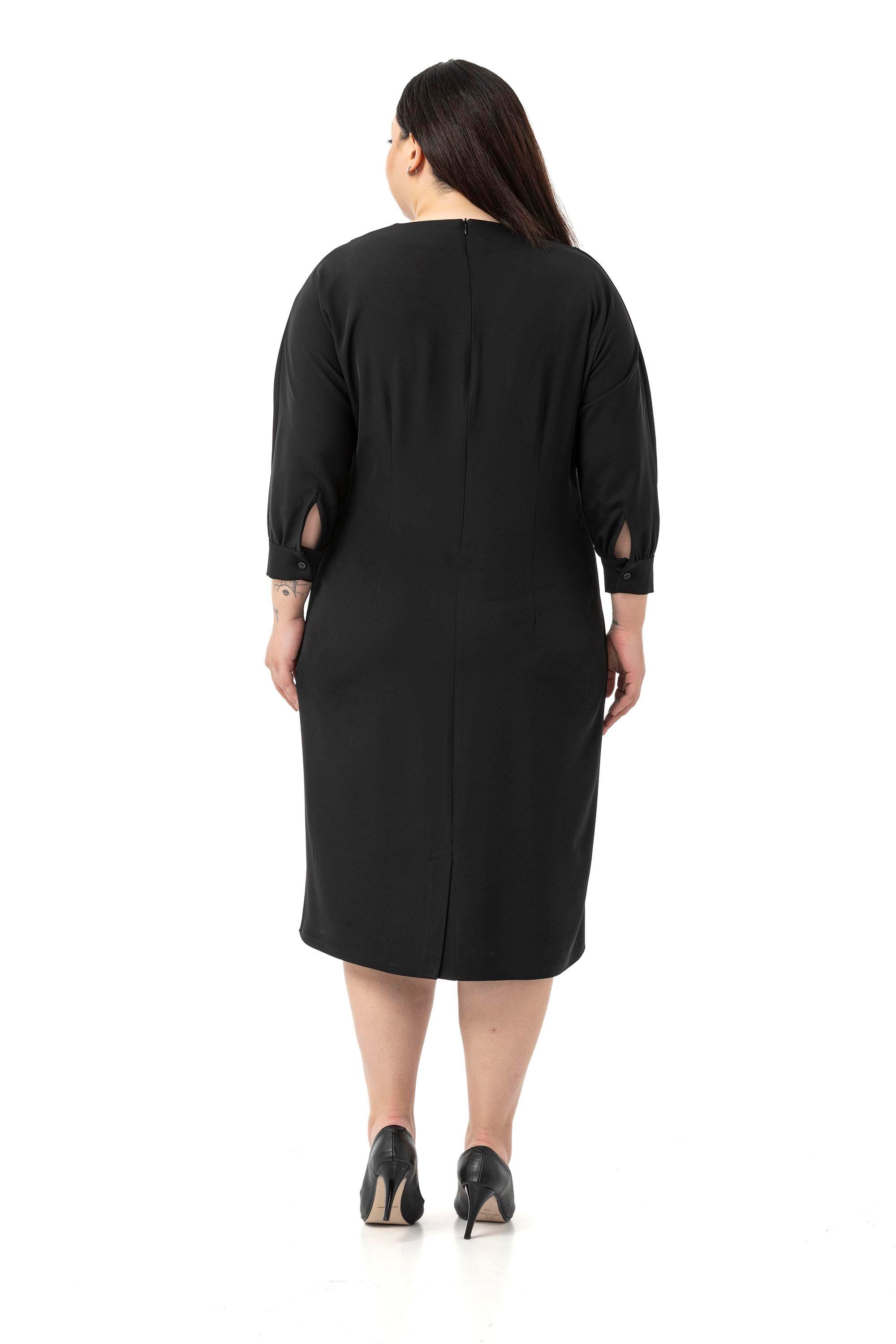 DressesDisentis Modest Büyük Beden Yakası Fermuar Detaylı Torba Cepli Truvakar Kol Midi Siyah Elbise DISENTIS MODESTBüyük Beden Yakası Fermuar Detaylı Torba Cepli Truvakar Kol Midi Siyah Elbise 