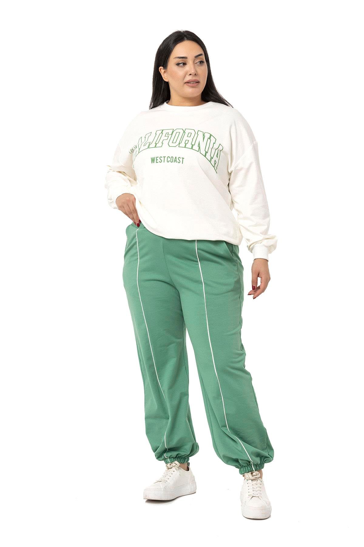 Eşofman TakımlarıDISENTIS, BUYUK BEDEN, GENC BUYUK BEDEN, ESOFMAN TAKIMIDISENTIS MODESTBüyük Beden İki İplik Mint Yeşili Eşofman Takımı