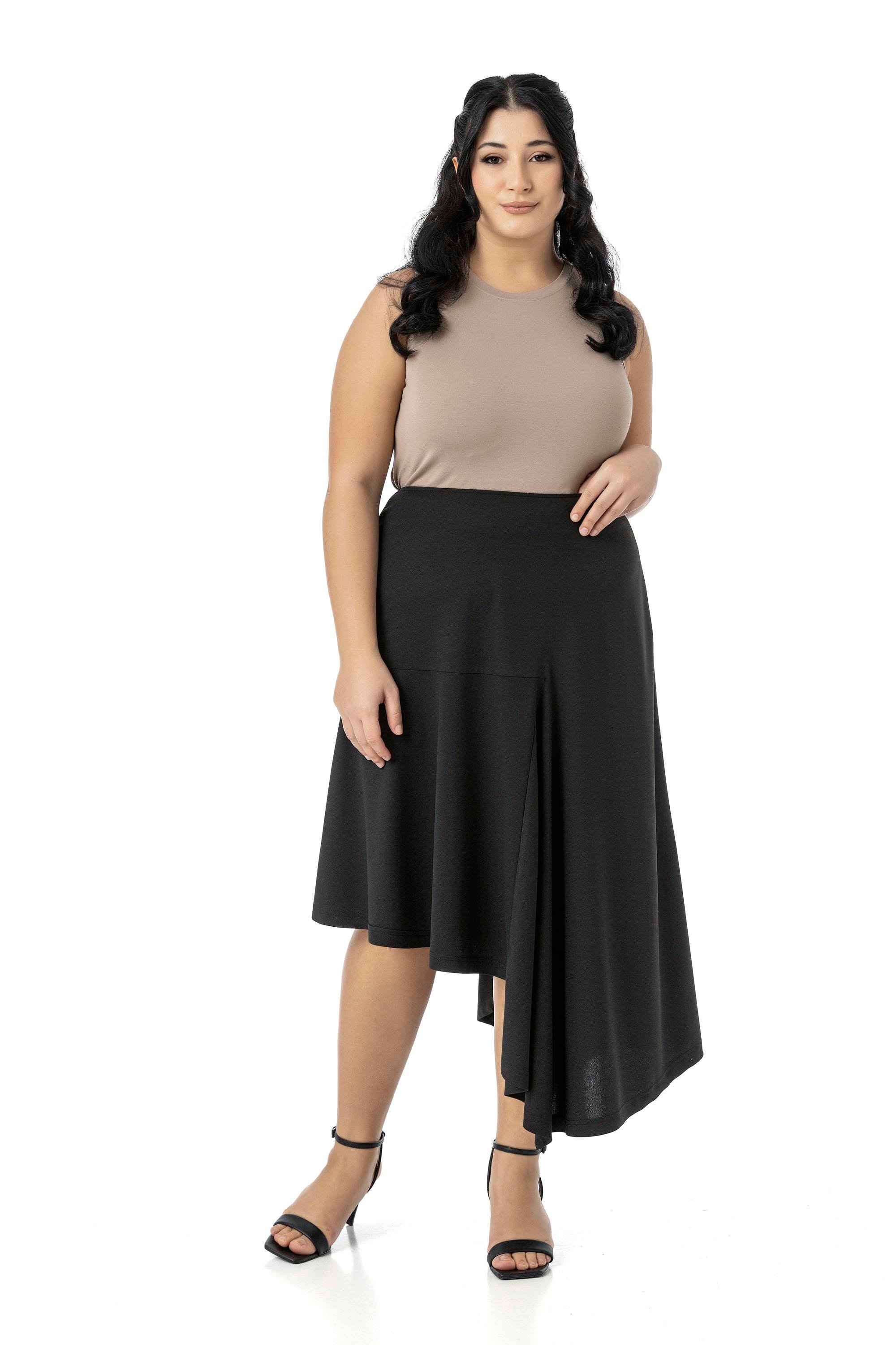 SkirtsDisentis Modest Büyük Beden Asimetrik Kesim Fermuar Kapamalı Siyah EtekDISENTIS MODESTBüyük Beden Asimetrik Kesim Fermuar Kapamalı Siyah Etek