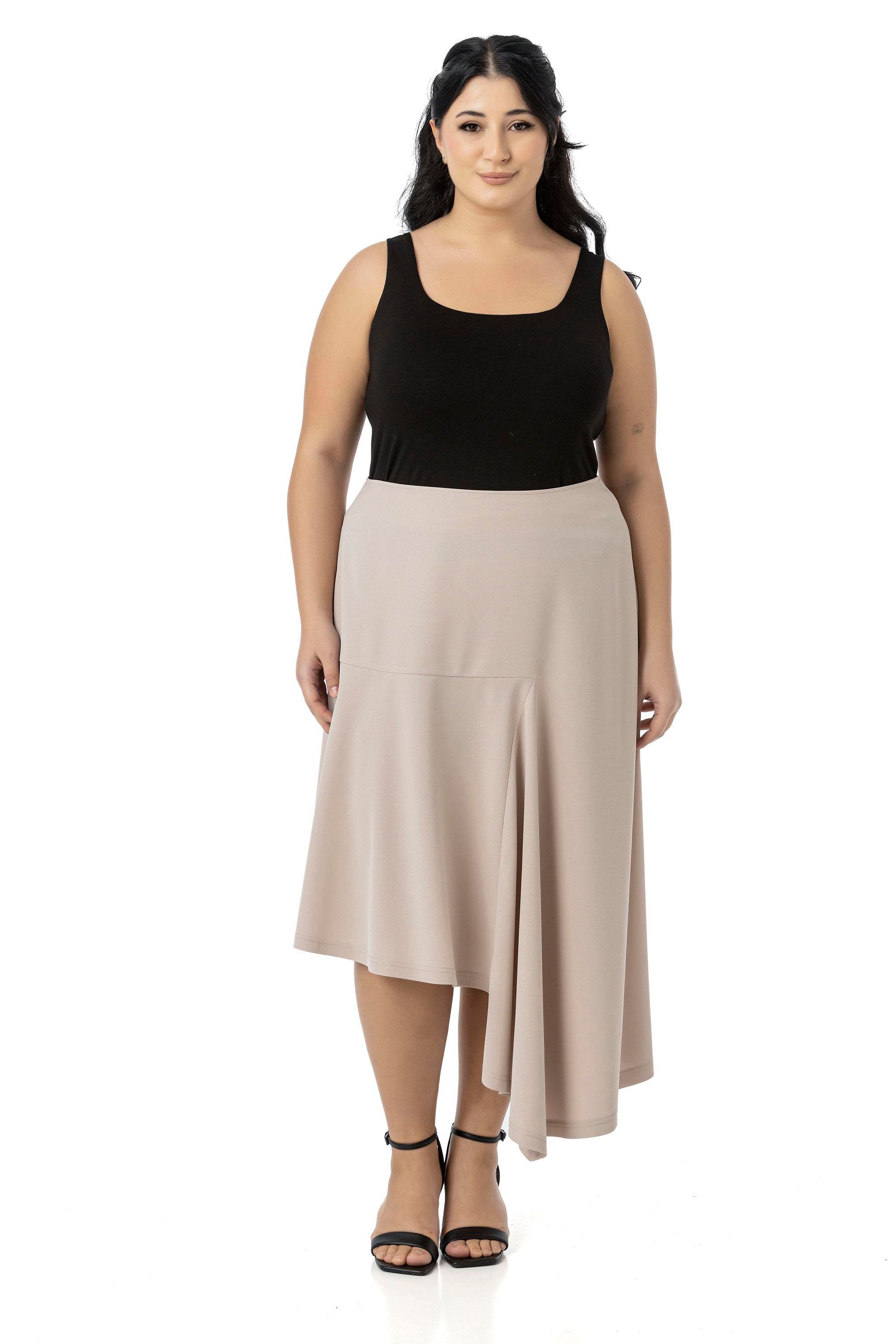 SkirtsDisentis Modest Büyük Beden Asimetrik Kesim Fermuar Kapamalı Bej Rengi EtekDISENTIS MODESTBüyük Beden Asimetrik Kesim Fermuar Kapamalı Bej Rengi Etek