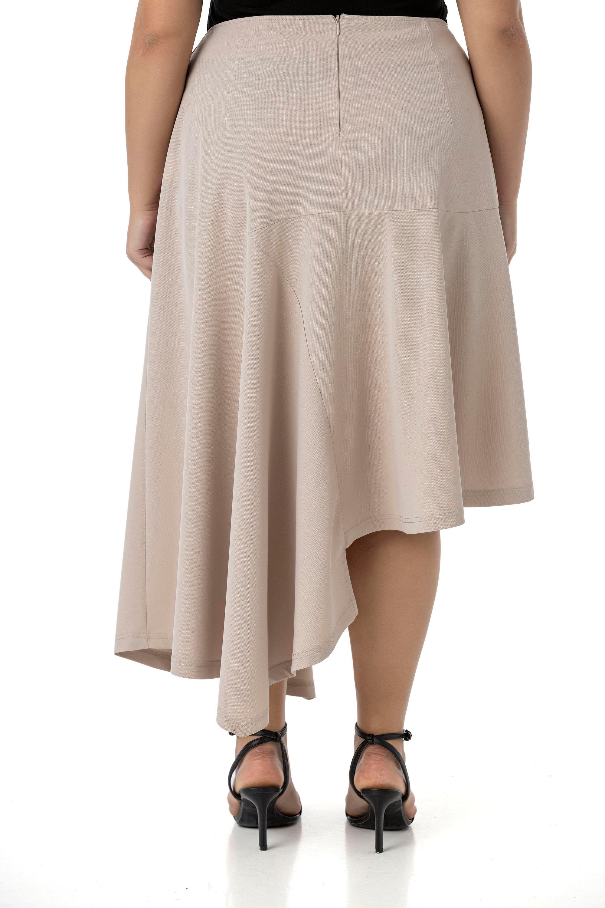 SkirtsDisentis Modest Büyük Beden Asimetrik Kesim Fermuar Kapamalı Bej Rengi EtekDISENTIS MODESTBüyük Beden Asimetrik Kesim Fermuar Kapamalı Bej Rengi Etek