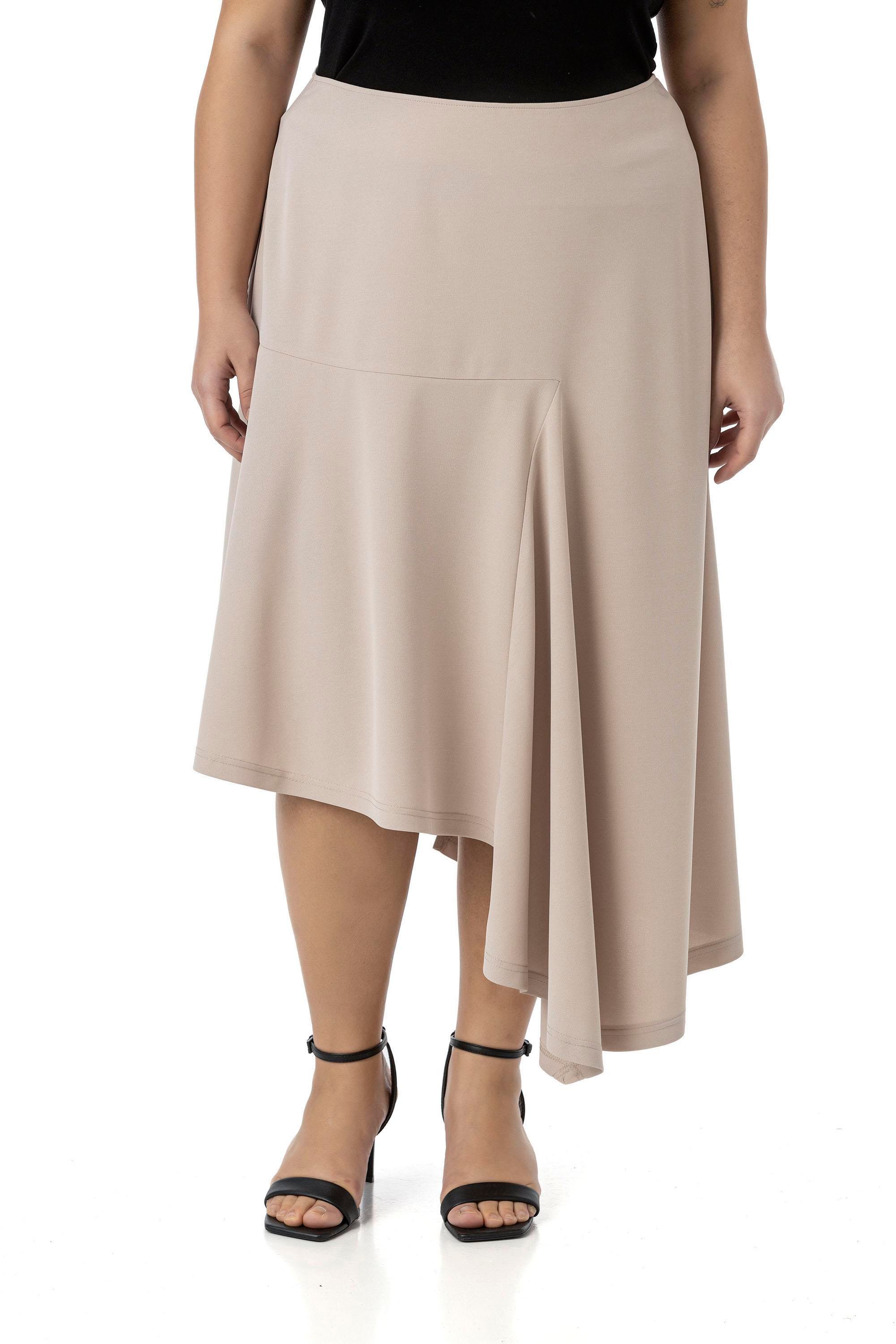 SkirtsDisentis Modest Büyük Beden Asimetrik Kesim Fermuar Kapamalı Bej Rengi EtekDISENTIS MODESTBüyük Beden Asimetrik Kesim Fermuar Kapamalı Bej Rengi Etek