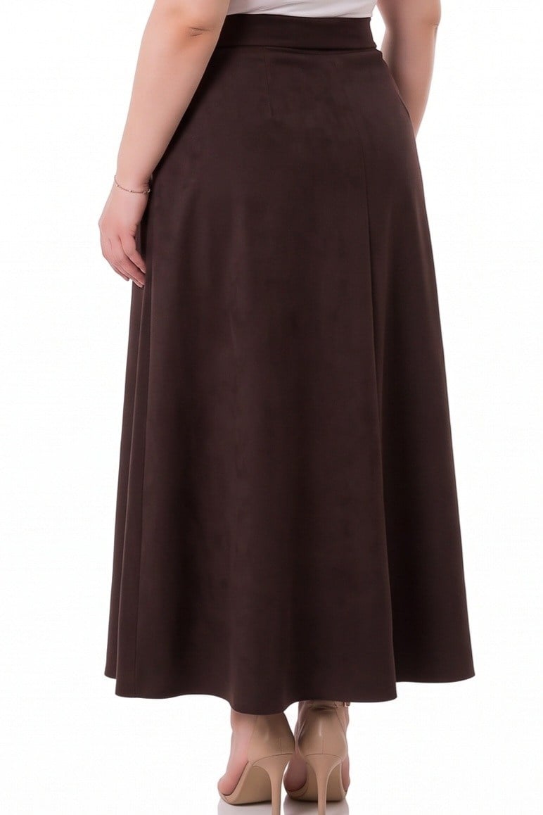 SkirtsDisentis Modest Büyük Beden Beli Arkadan Lastikli ve Fermuarlı Kuşaklı Cepli Süet Uzun Kahverengi Etek DISENTIS MODESTBüyük Beden Beli Arkadan Lastikli ve Fermuarlı Kuşaklı Cepli Süet Uzun Kahverengi Etek 